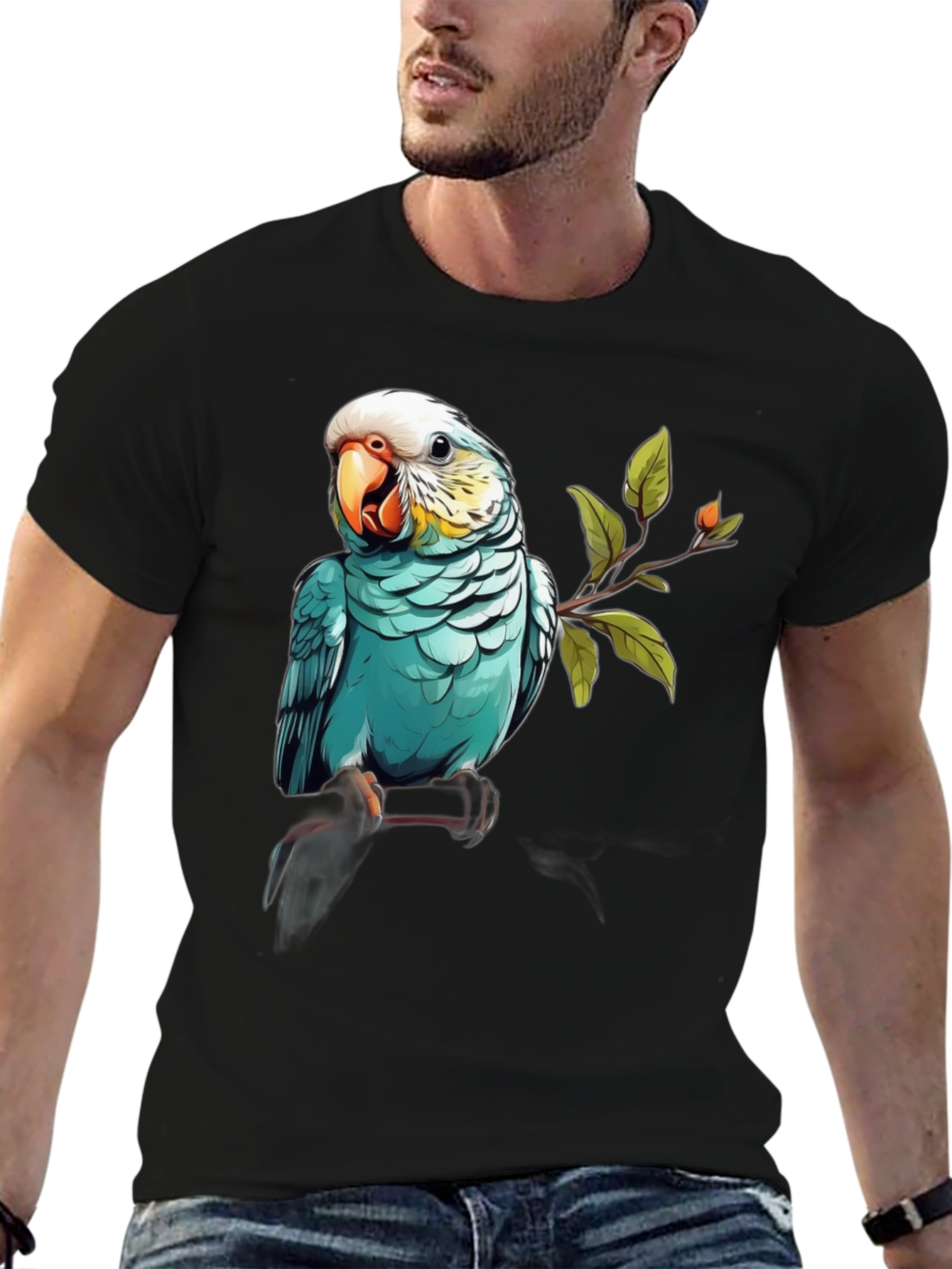 Black Parrot Graphic Black T-Shirt view 6