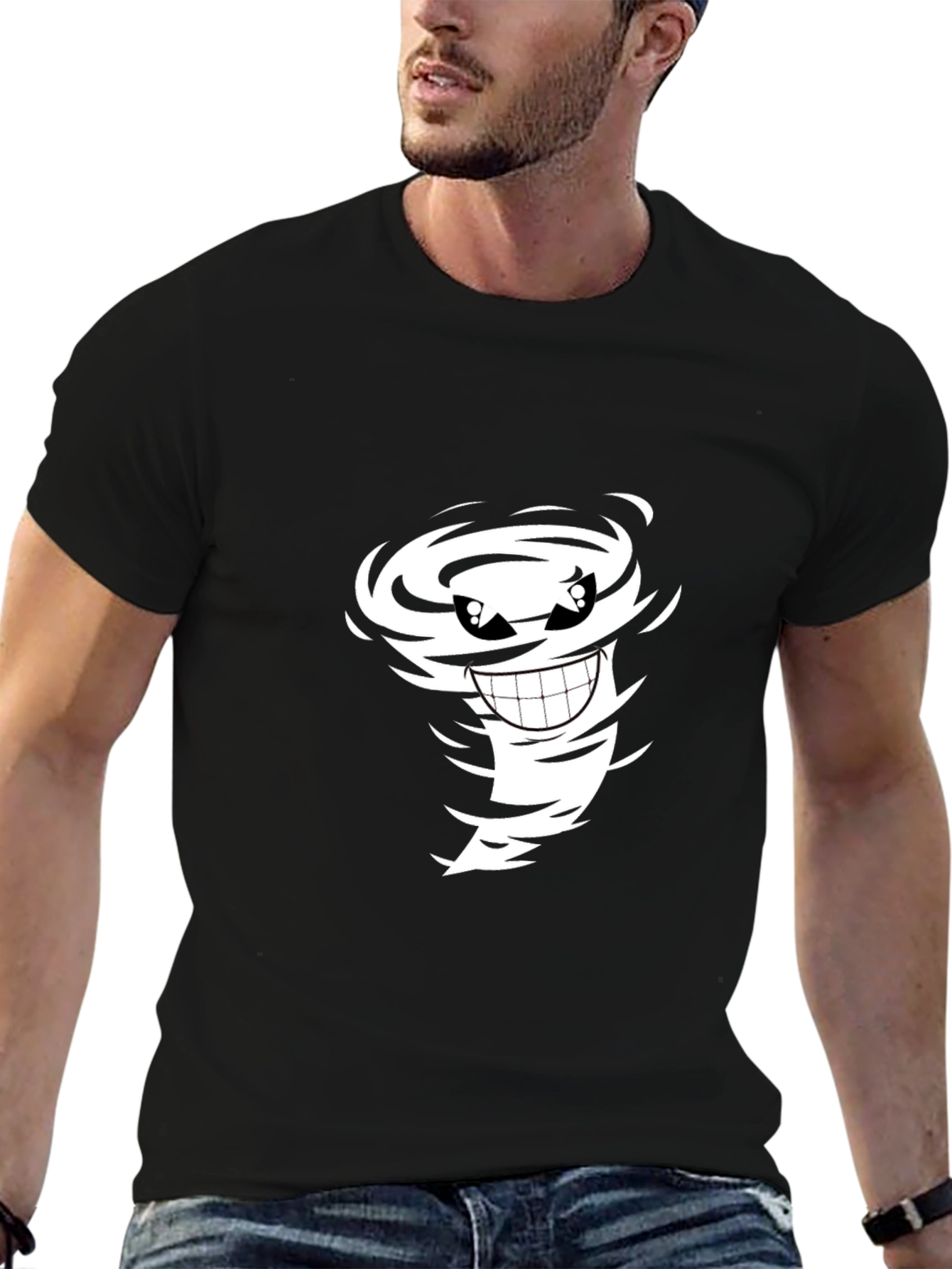 Black Cartoon Tornado Graphic Black Tee view 6