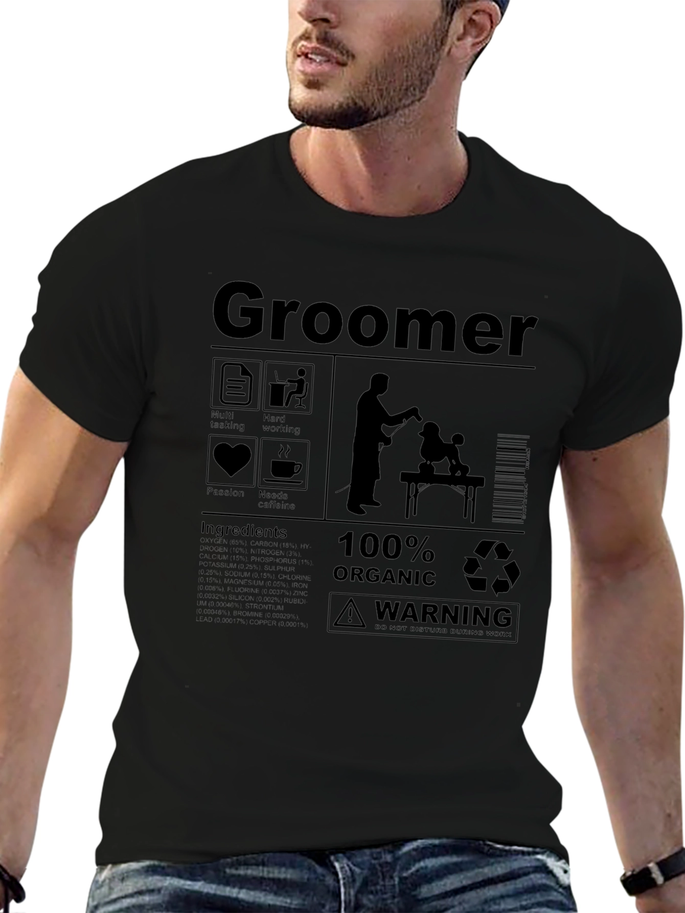 Black Groomer T-Shirt: Funny Gift for Dog Grooming Lovers view 6