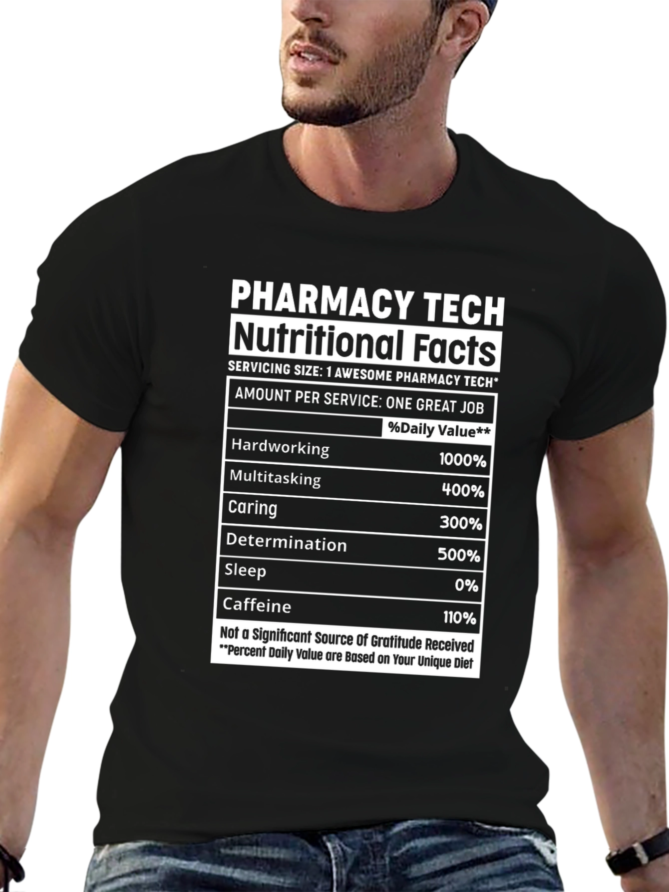 Black Pharmacy Tech Nutritional Facts T-Shirt view 6