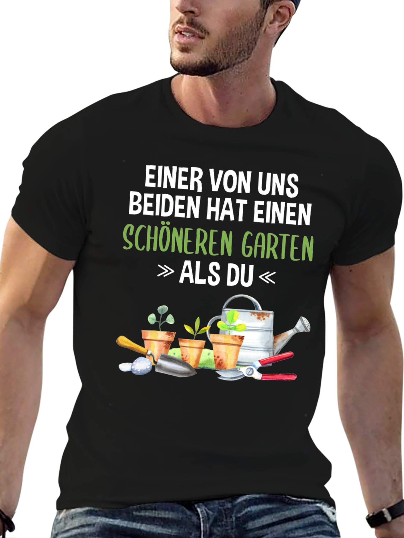 Black Gardener's T-Shirt: Schöneren Garten Als Du view 6