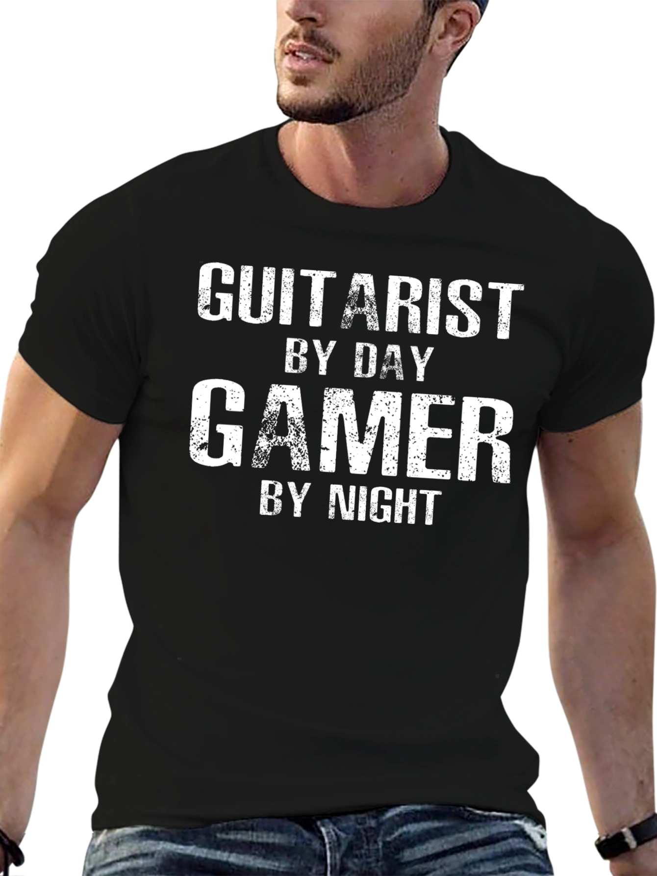 Black Gamer Guitarist Black Graphic Tee view 6