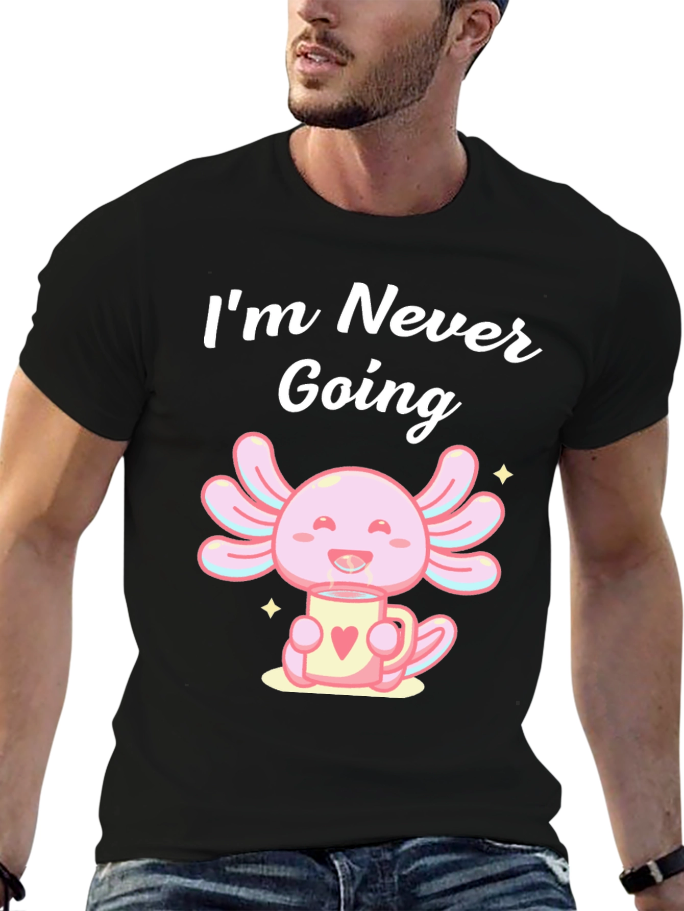 Black Axolotl Coffee T-Shirt - Never Going view 6