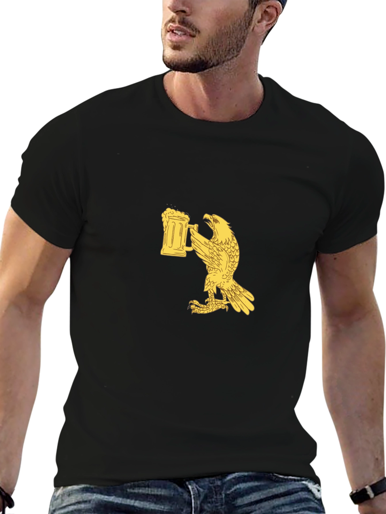 Black Eagle Beer Stein Graphic Tee - Black T-Shirt view 6
