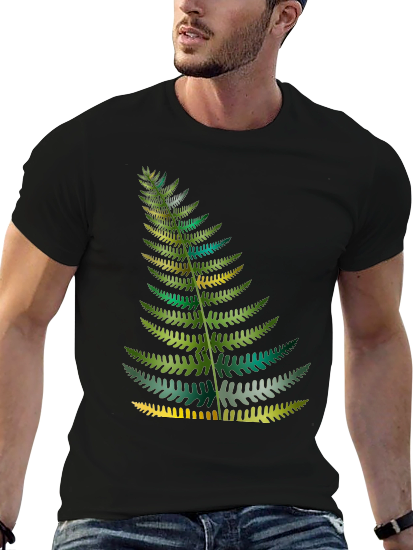 Black Fern Print Black T-Shirt view 6