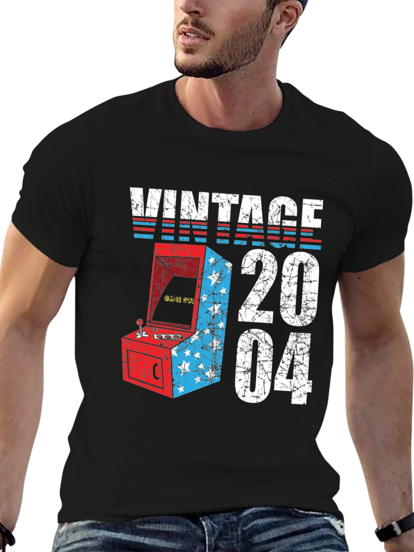 Black Vintage 2004 Arcade T-Shirt - Gamer Birthday Gift view 6