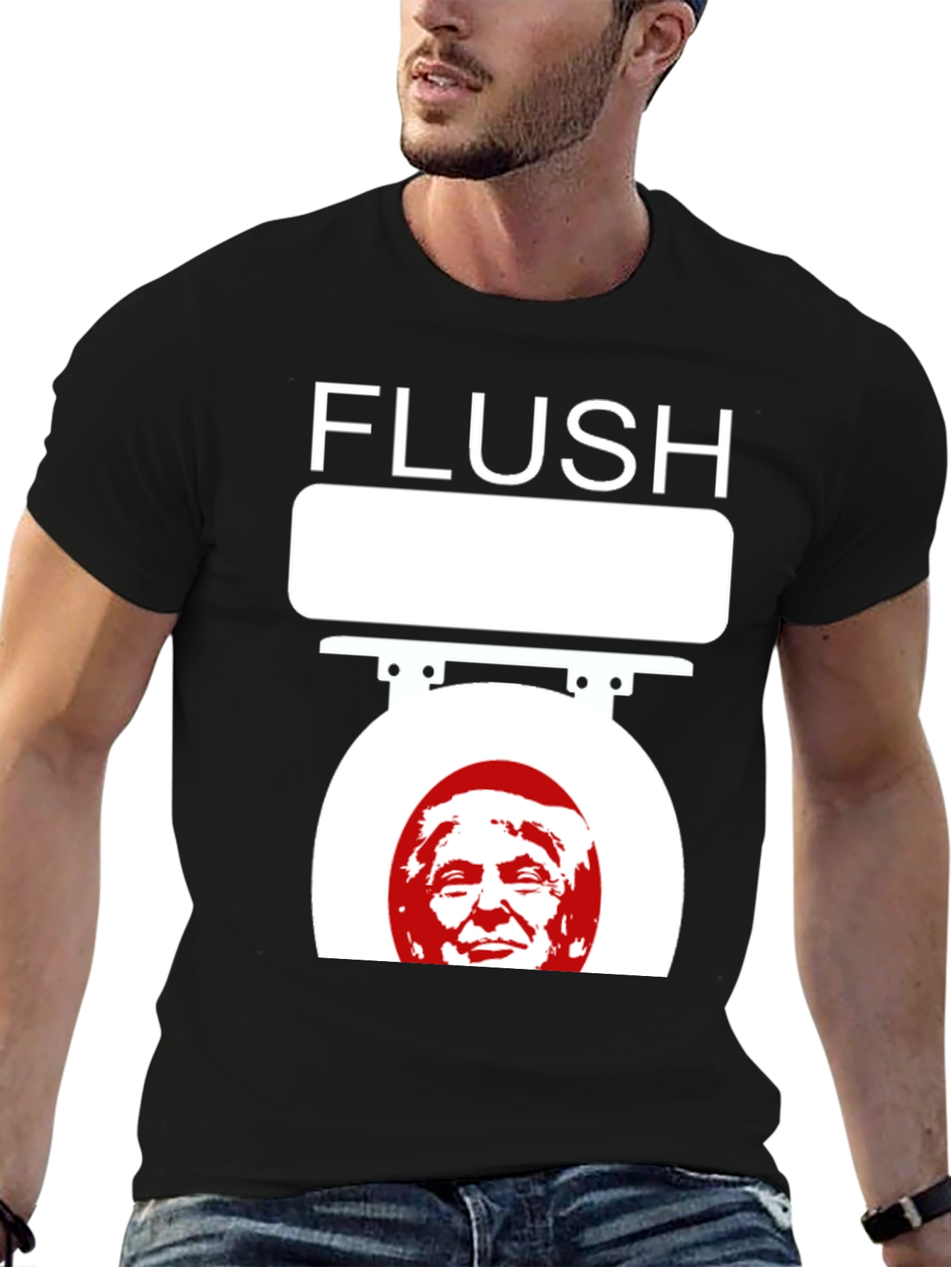 Black Flush Trump Novelty Graphic T-Shirt view 6