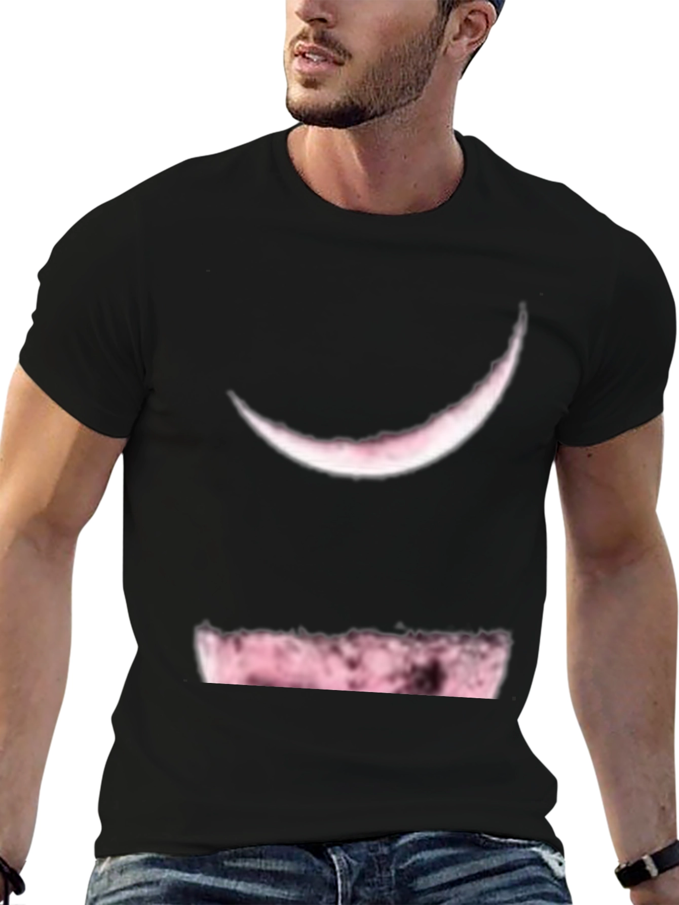 Black Moon Phase Graphic Tee - Soft Black Cotton Blend view 6