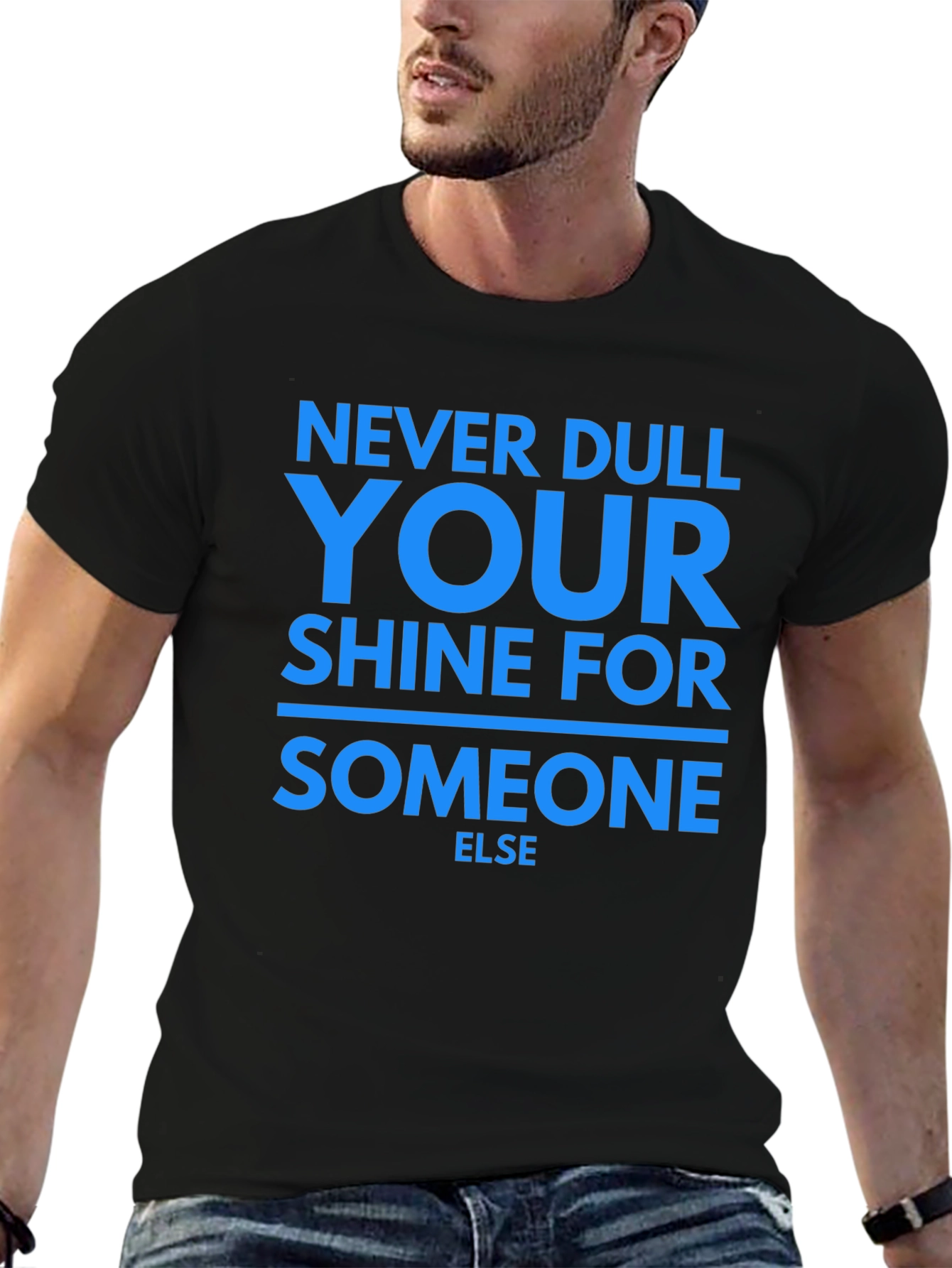 Black Motivational 'Never Dull Your Shine' Graphic Tee view 6