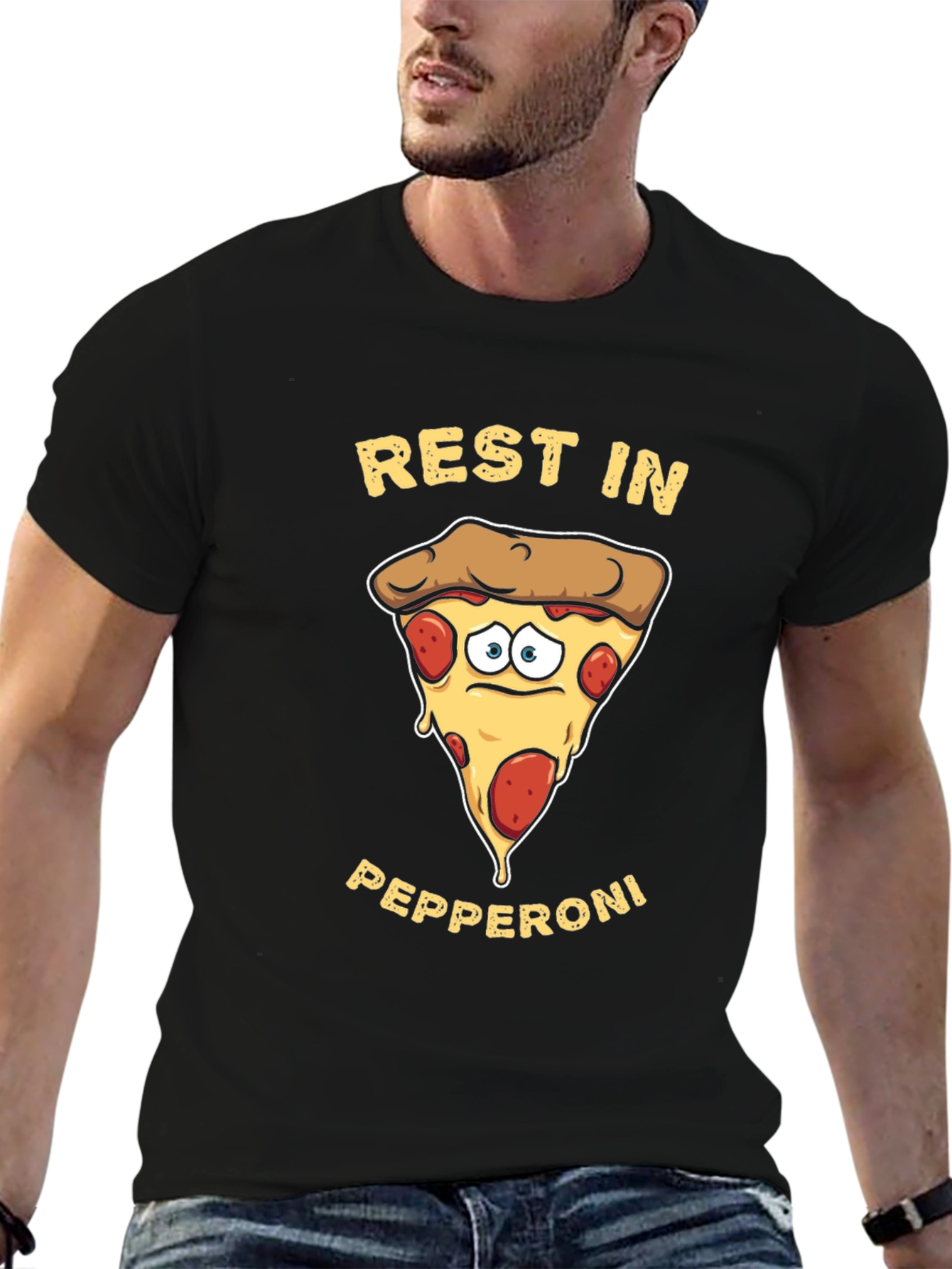 Black Rest in Pepperoni Funny Graphic T-Shirt view 6