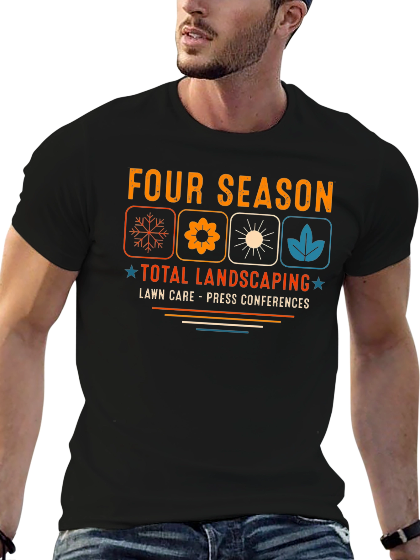 Black Four Season Total Landscaping T-Shirt view 6