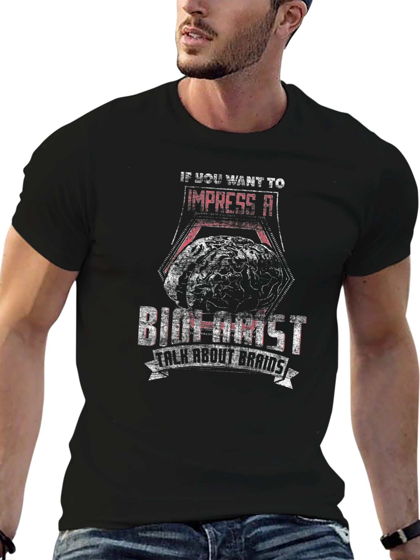 Black Brainy T-Shirt: Impress A Biochemist! view 6