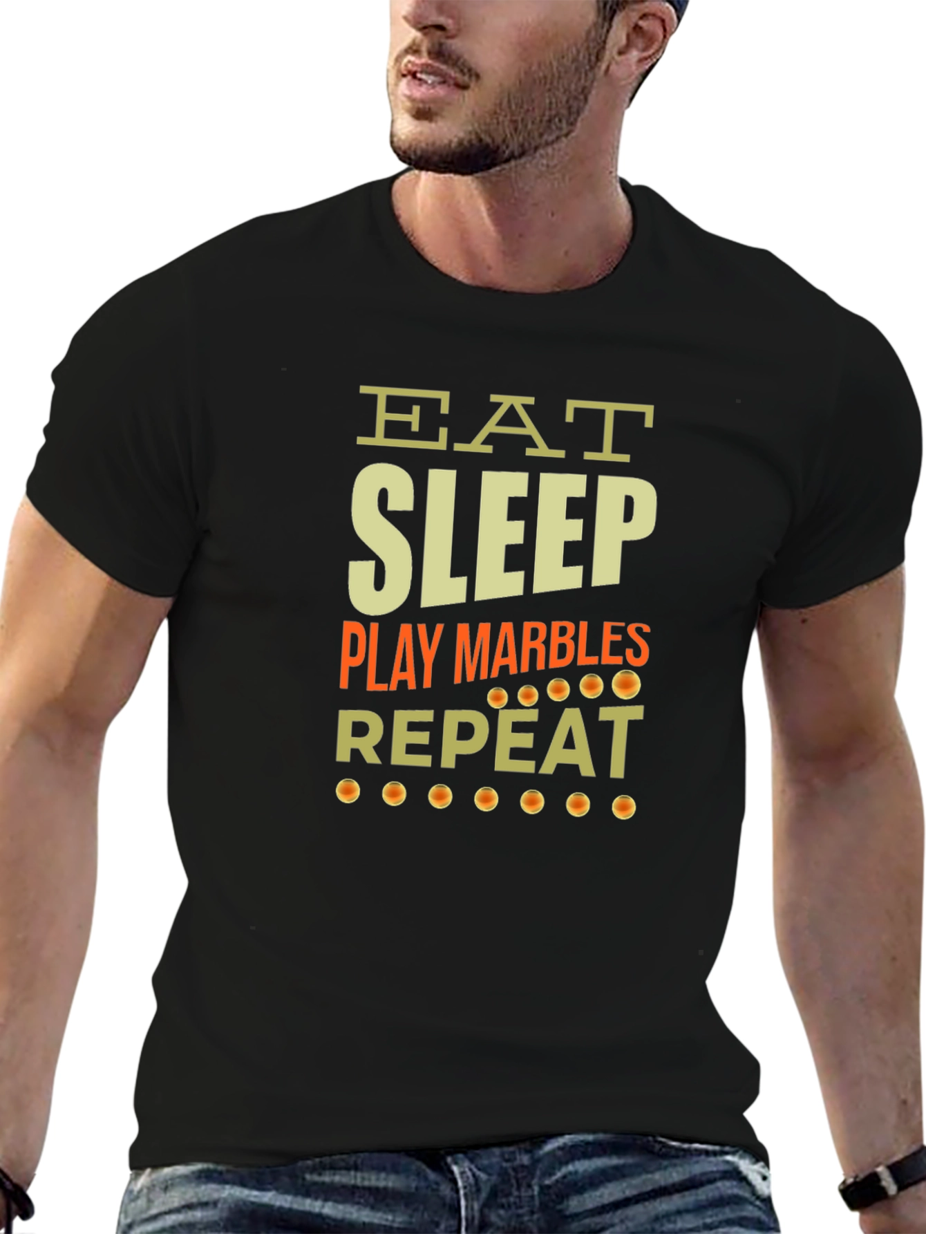 Black Eat Sleep Play Marbles Repeat Graphic Tee view 6