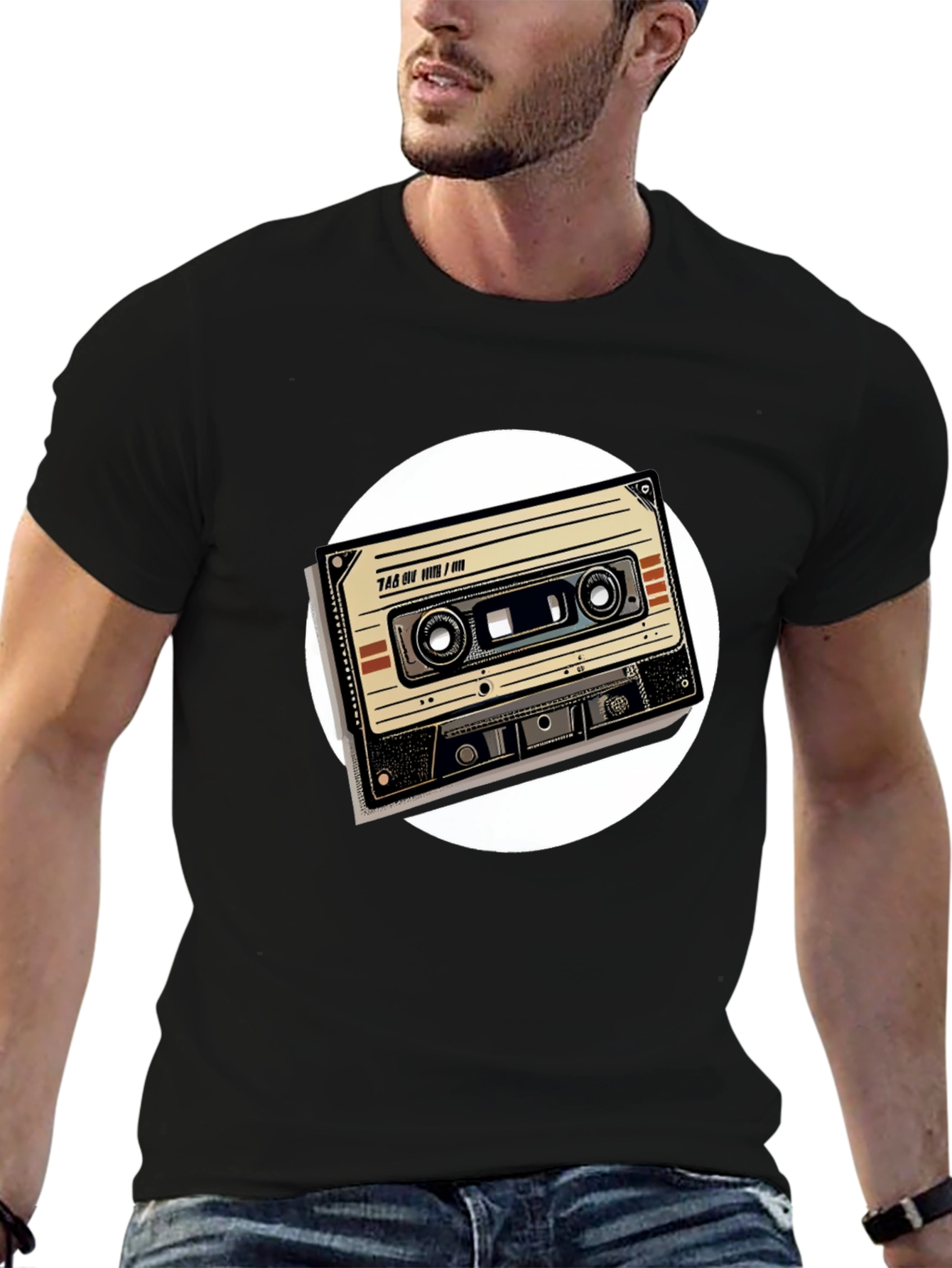 Black Retro Cassette Tape Graphic Tee - Black view 6