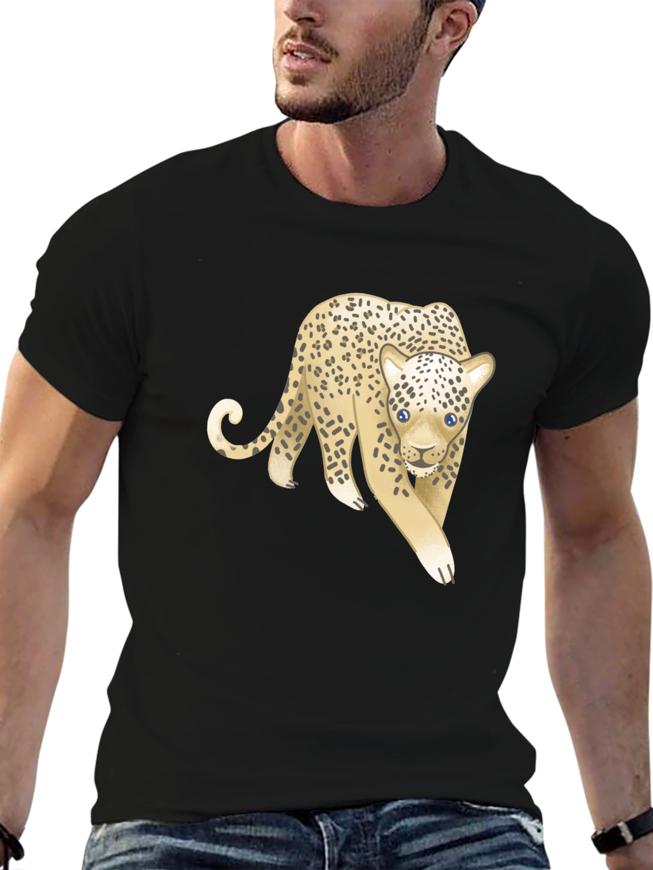 Black Leopard Graphic Tee - Unisex Black T-Shirt view 6