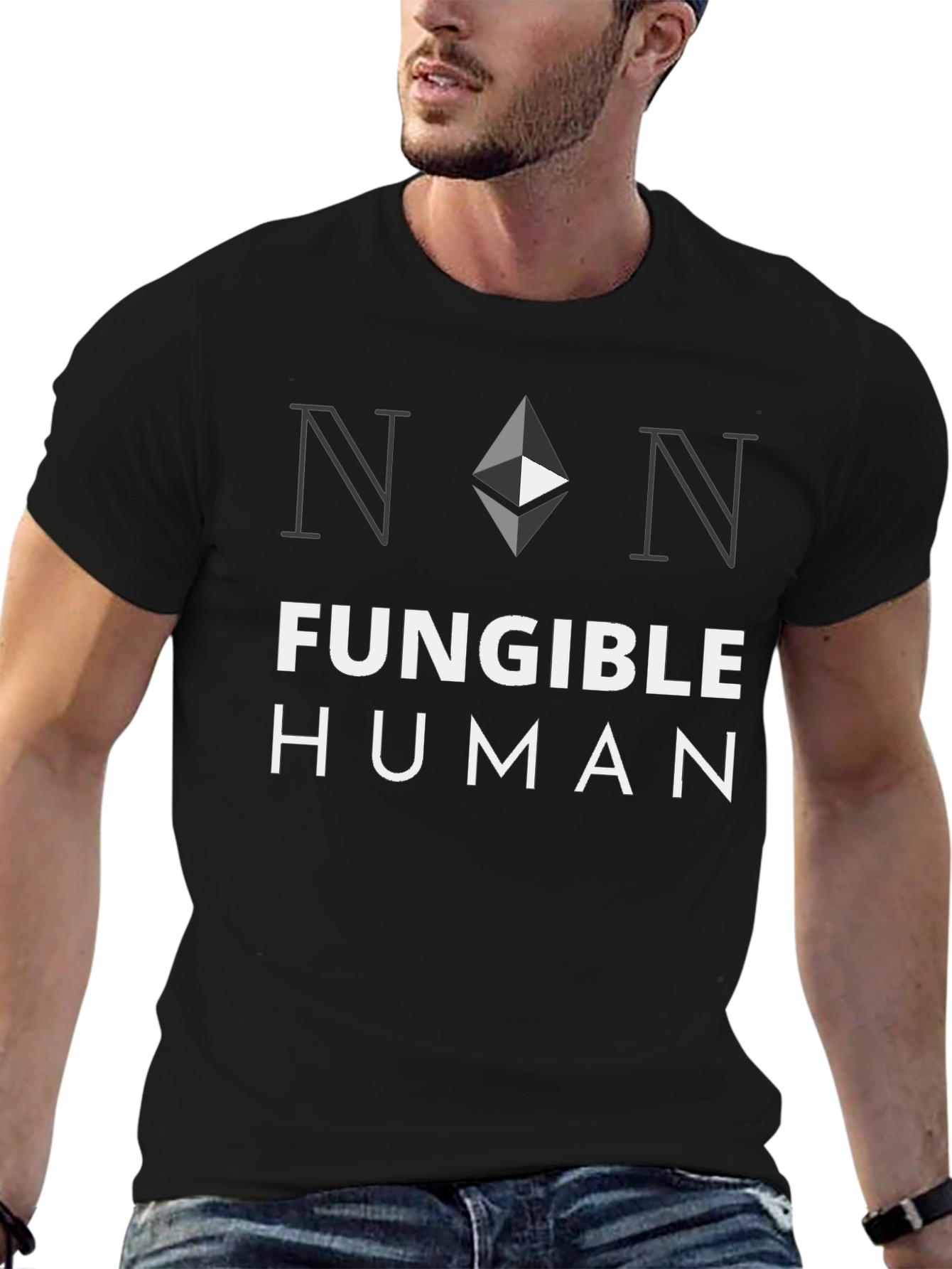 Black Non-Fungible Human Black T-Shirt view 6
