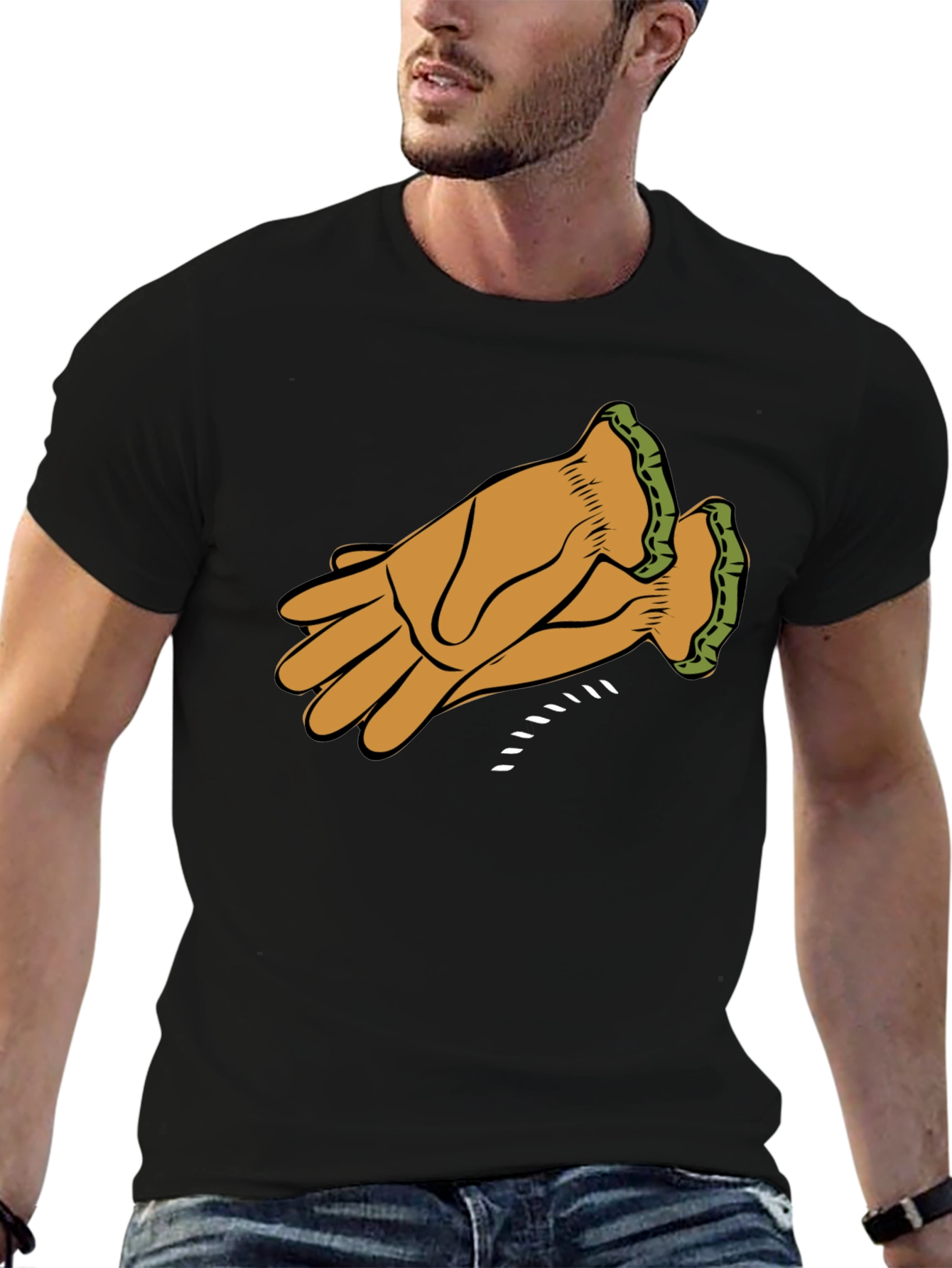 Black Leather Glove Graphic Tee - Black view 6