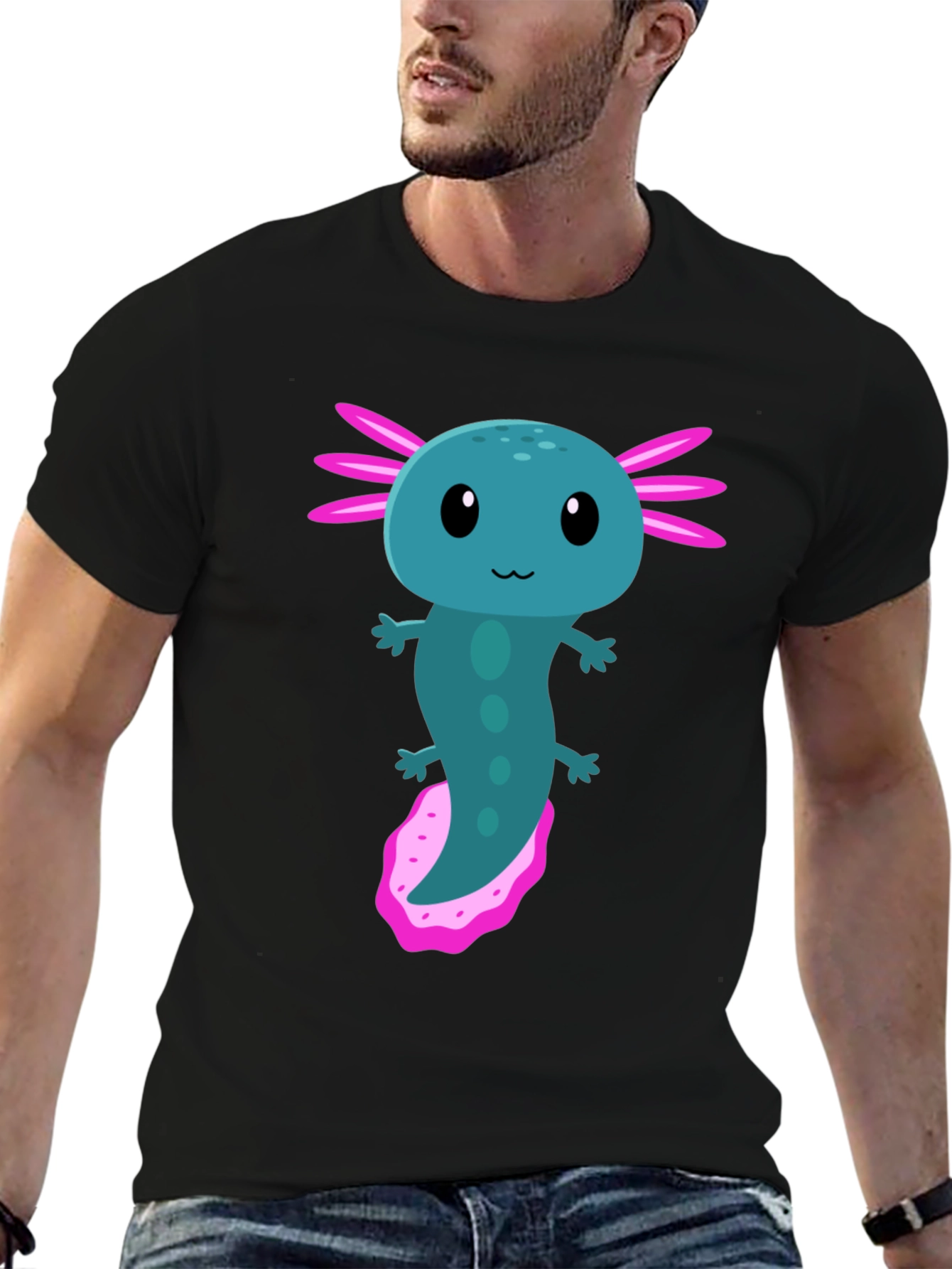 Black Axolotl Graphic Tee - Cute Amphibian T-Shirt view 6