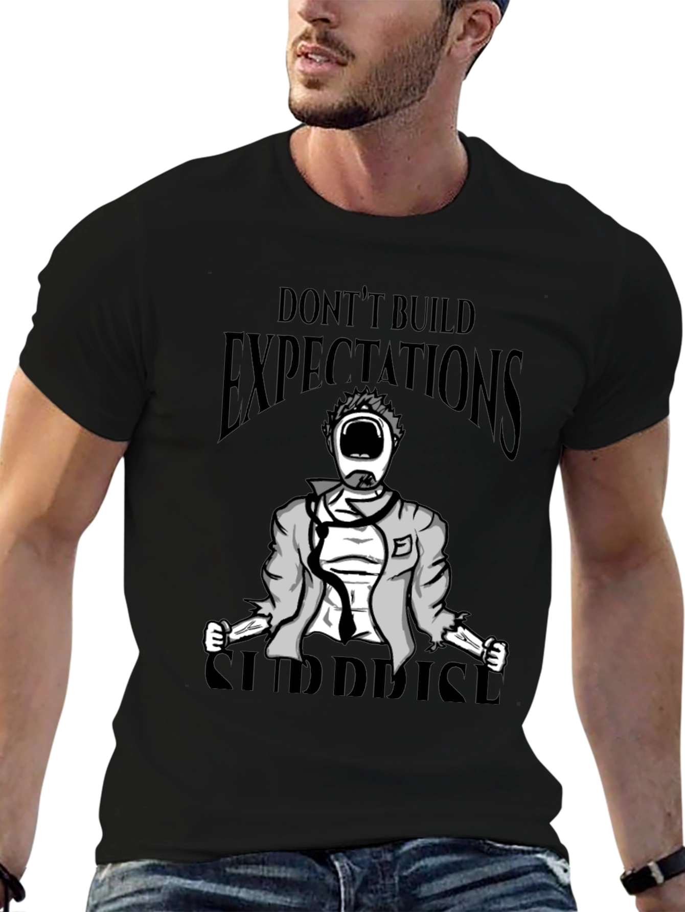 Black Don't Build Expectations Surprise T-Shirt view 6