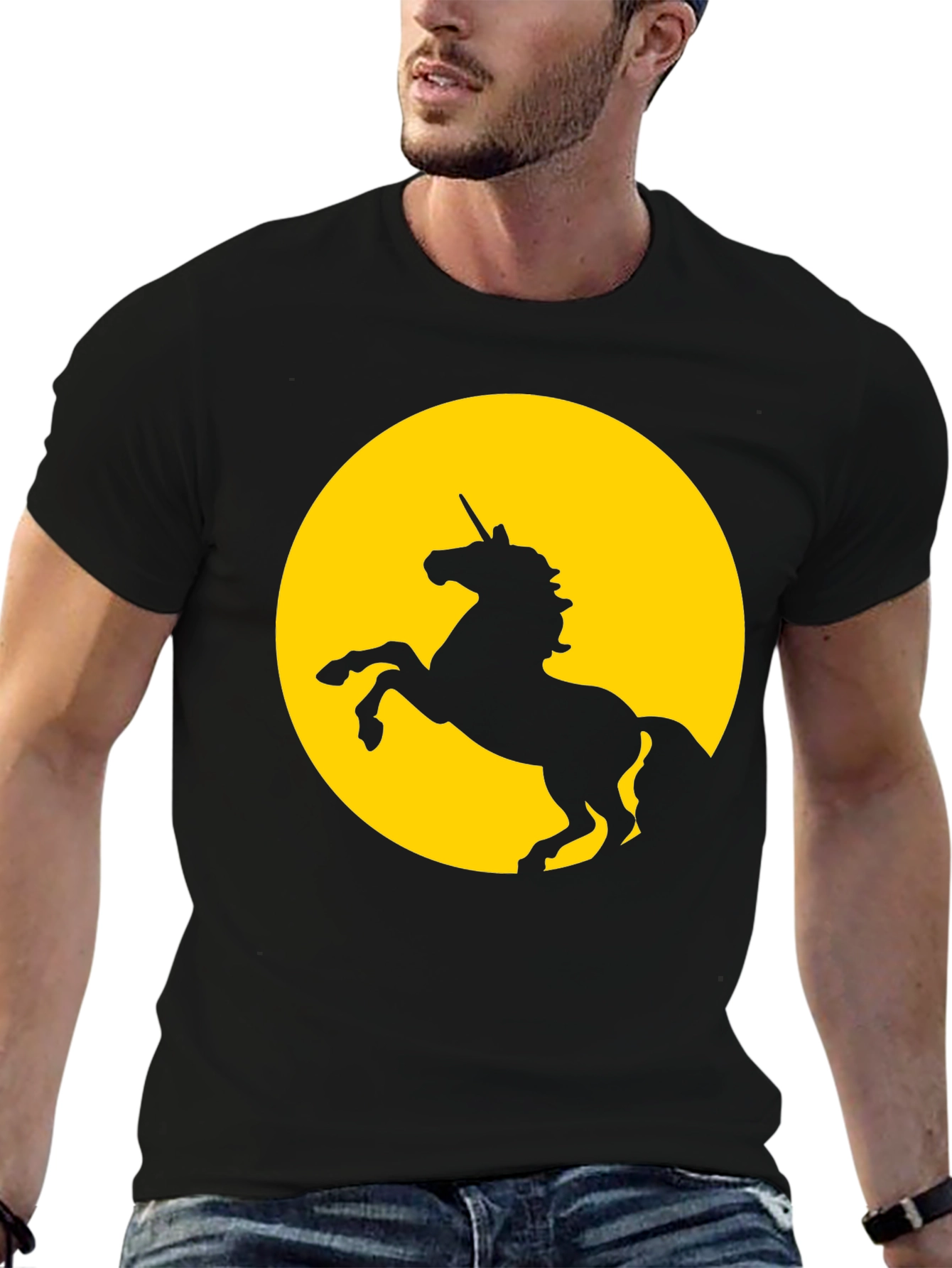 Black Unicorn Silhouette Graphic Tee - Black view 6