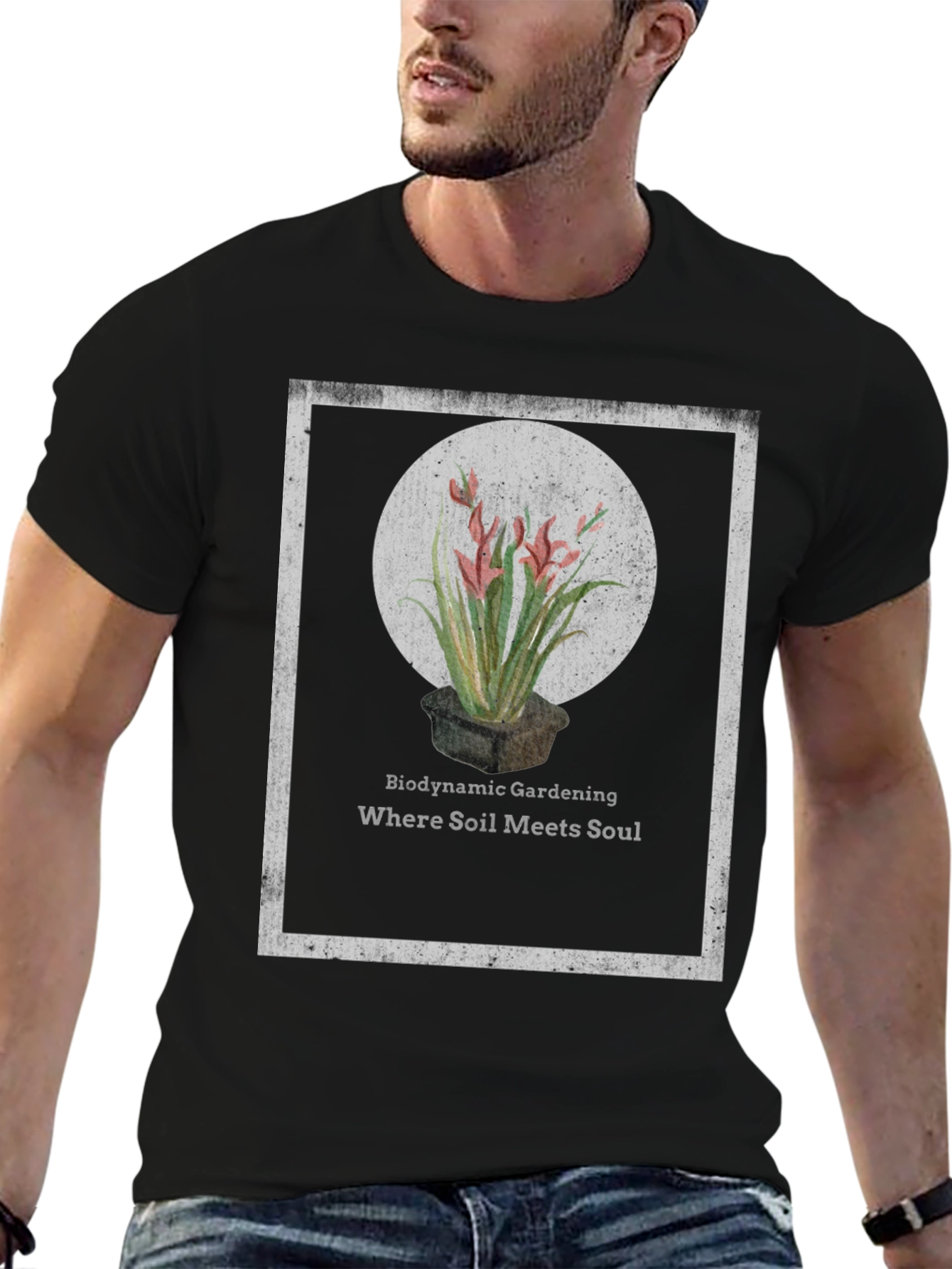 Black Biodynamic Gardening T-Shirt: Soil Meets Soul view 6