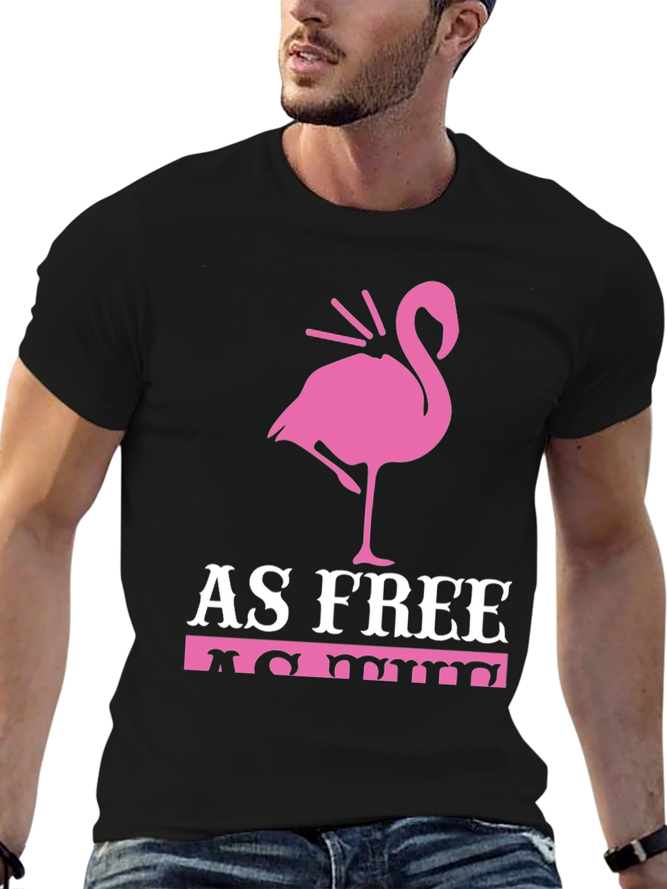 Black As Free As Me Flamingo Graphic Tee view 6