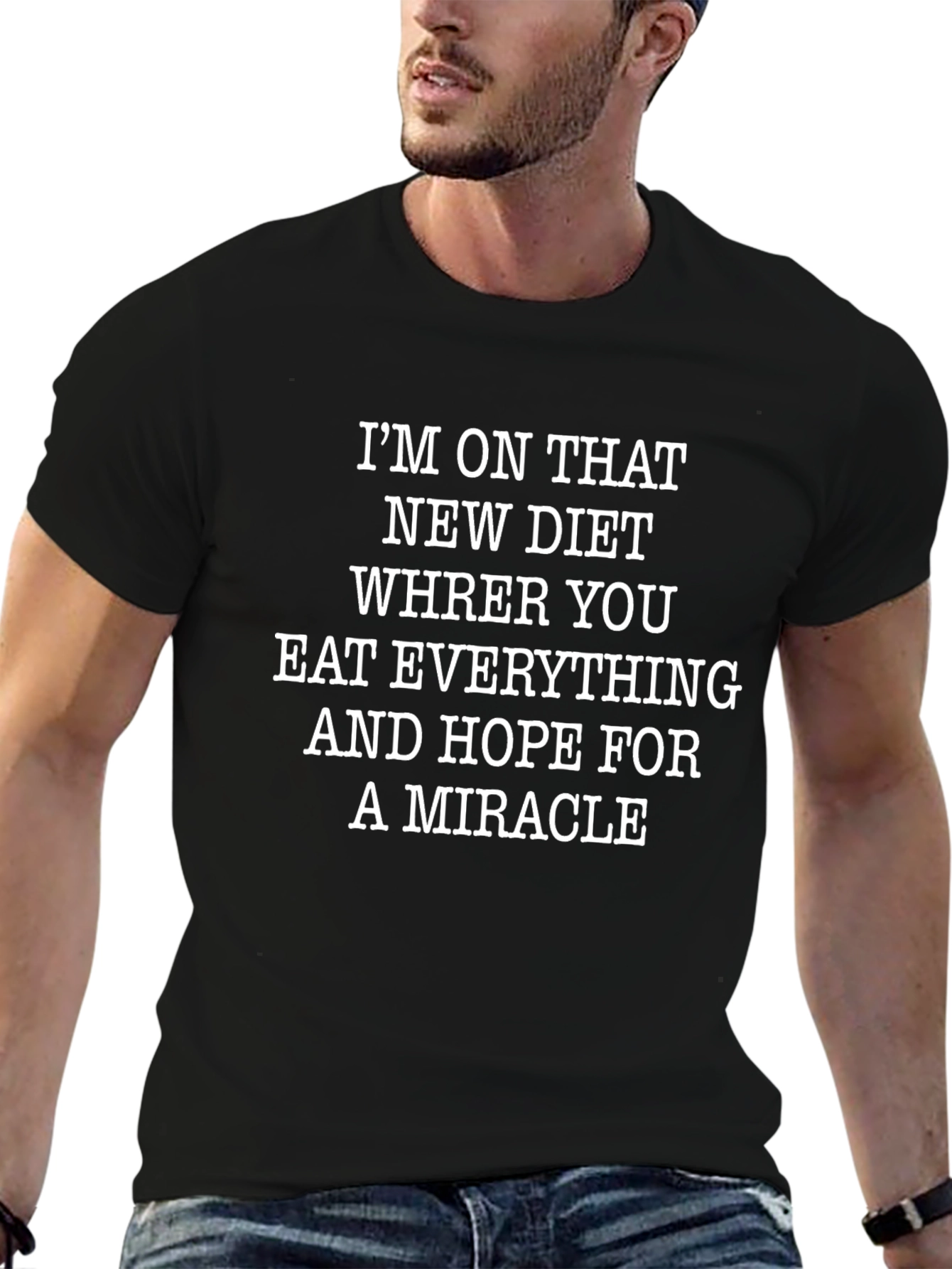 Black Diet Miracle T-Shirt, Funny Graphic Tee view 6
