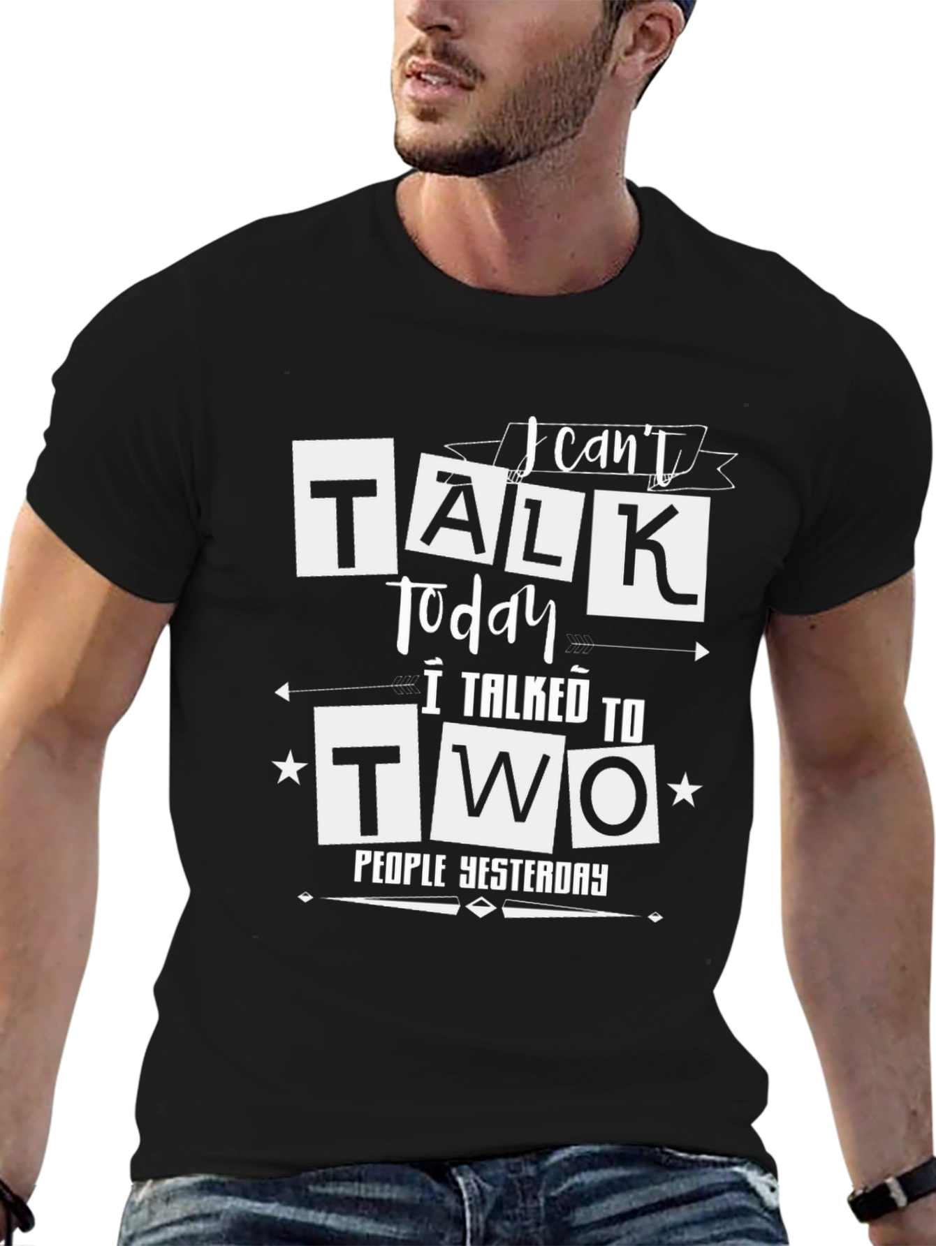 Black Funny "I Can't Talk Today" Graphic Tee view 6