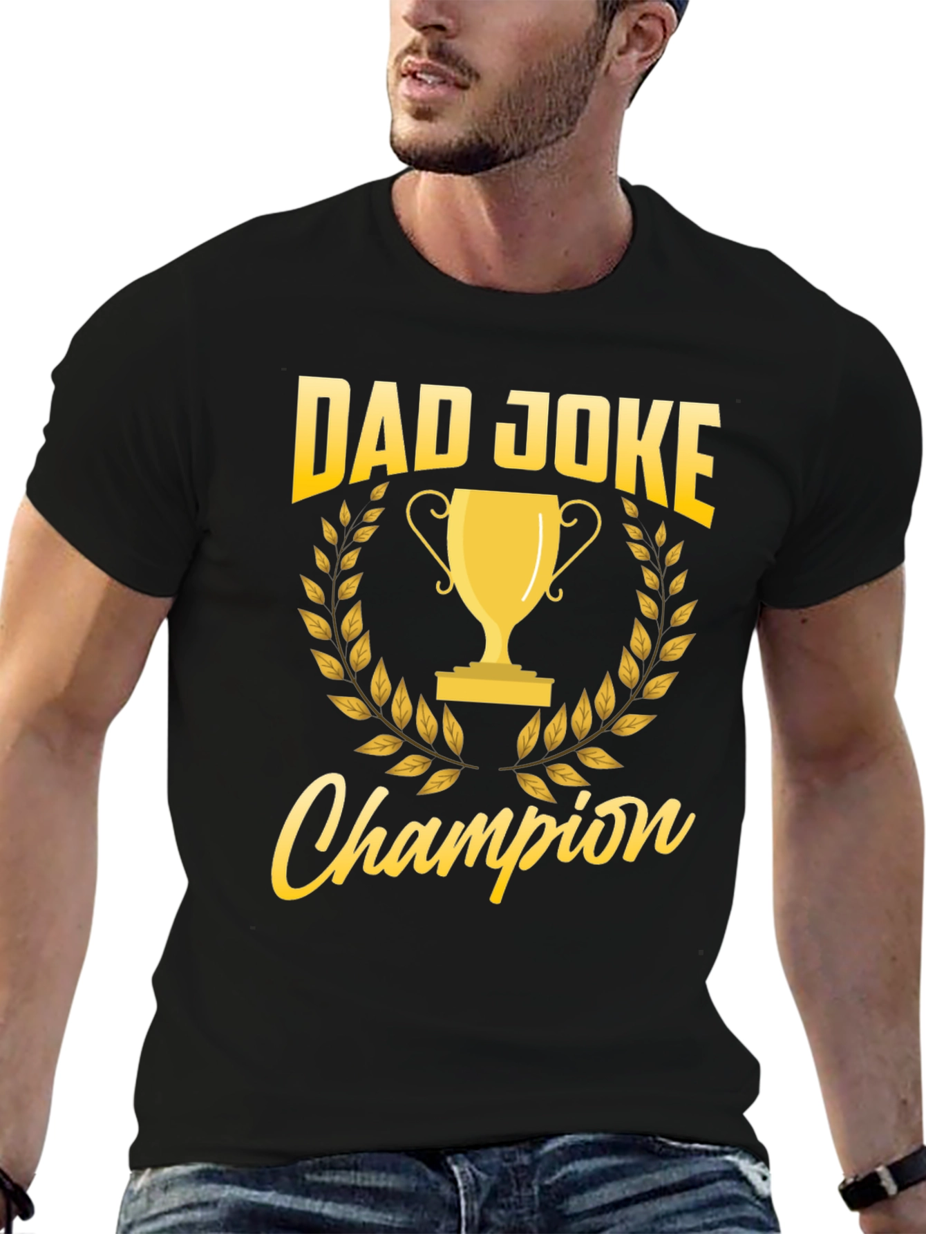 Black Dad Joke Champion T-Shirt - Funny Father's Day Gift view 6