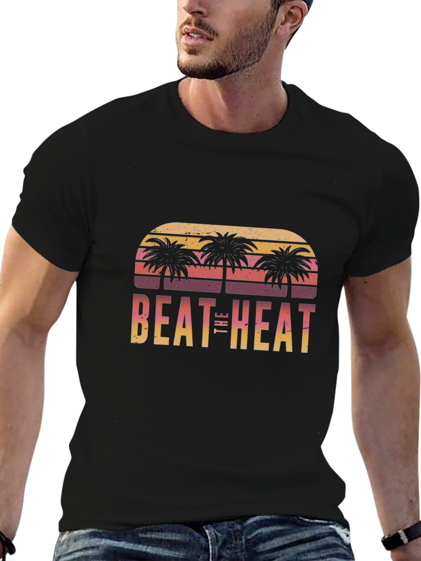 Black Beat The Heat Palm Tree Graphic Tee view 6