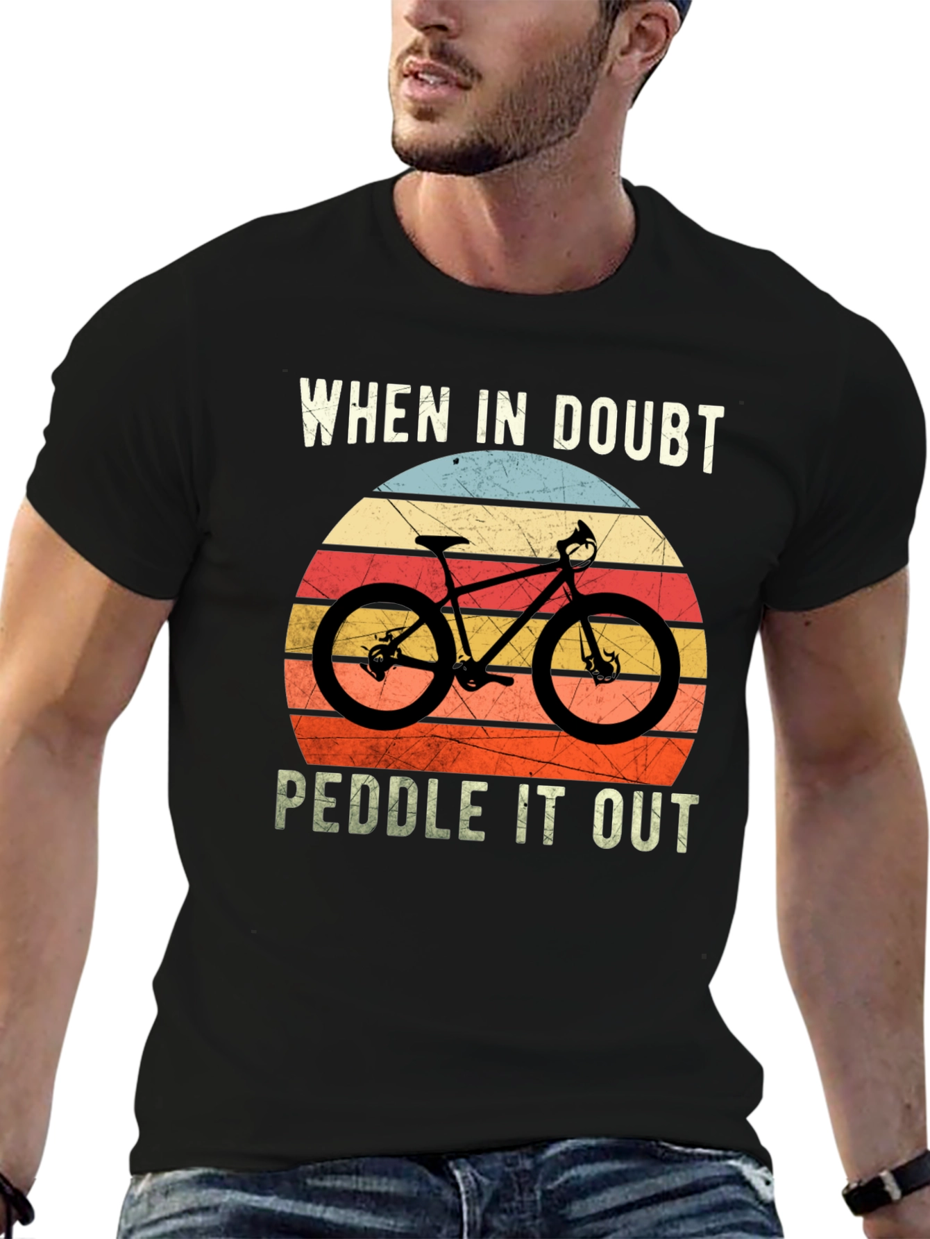 Black When In Doubt Peddle It Out T-Shirt view 6