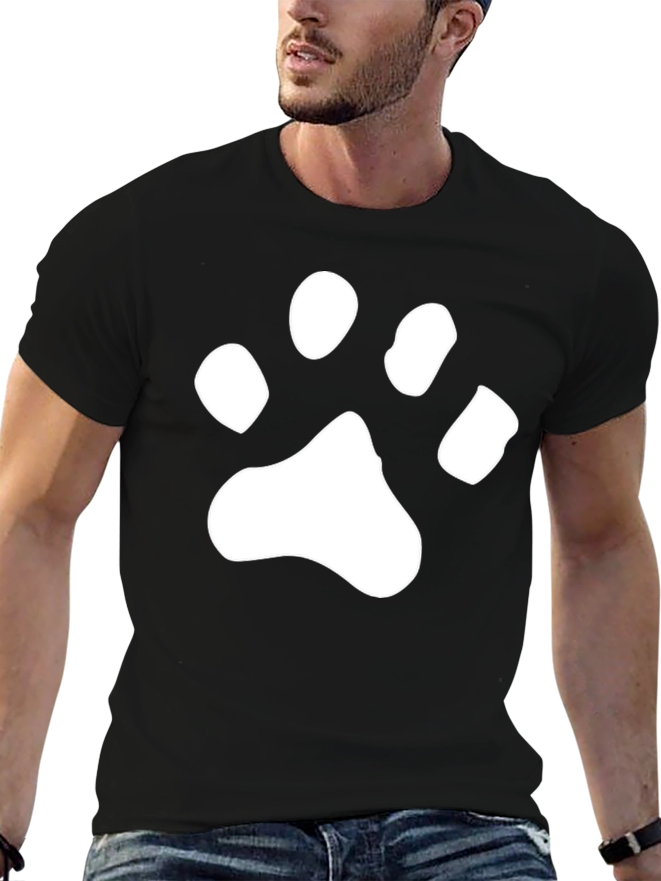 Black Paw Print Graphic Tee - Black view 6