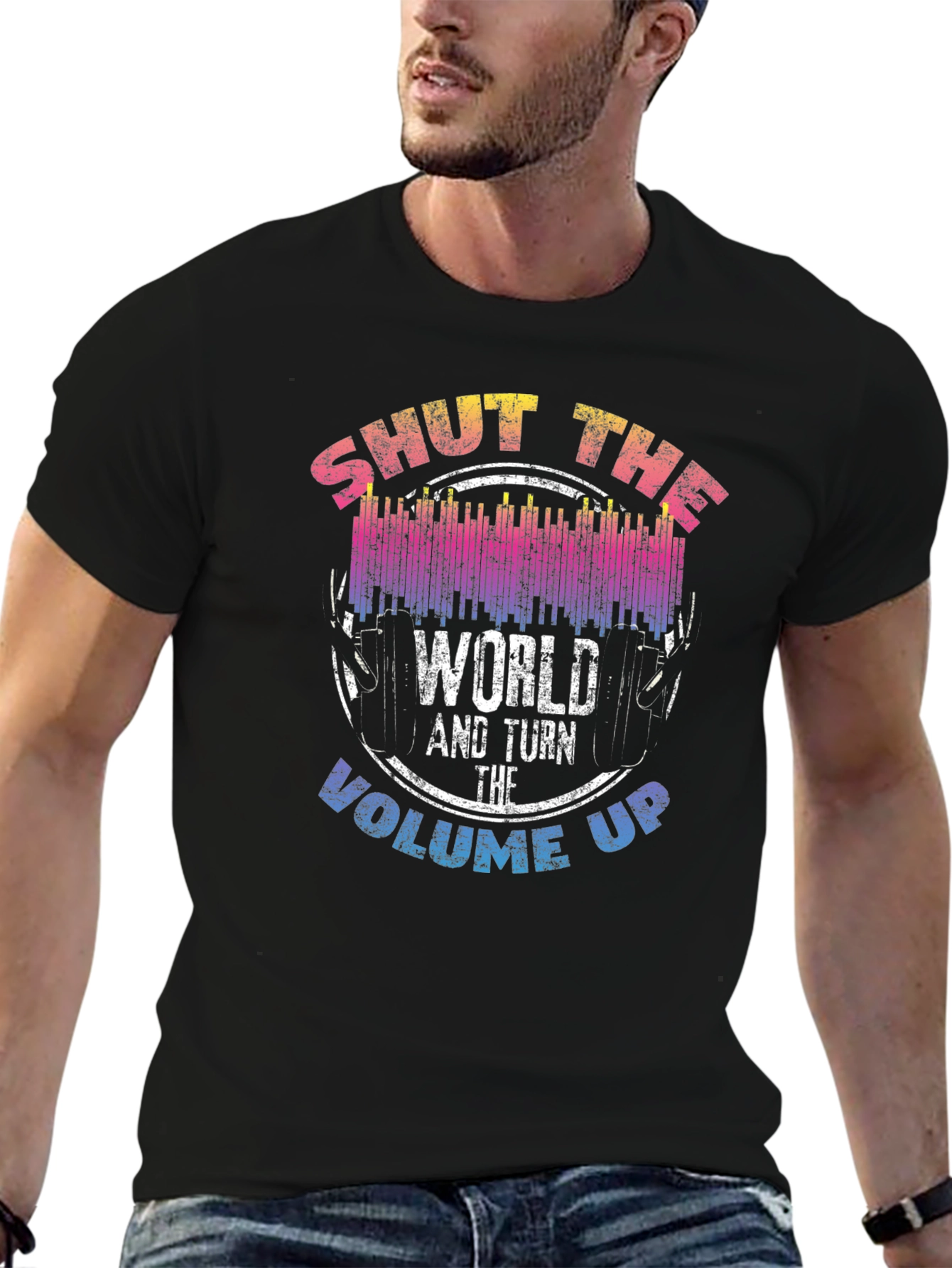 Black Shut The World Up Graphic T-Shirt view 6