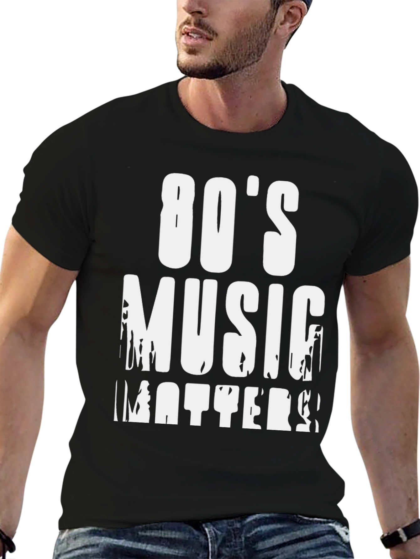Black 80's Music Matters Graphic Tee - Black view 6