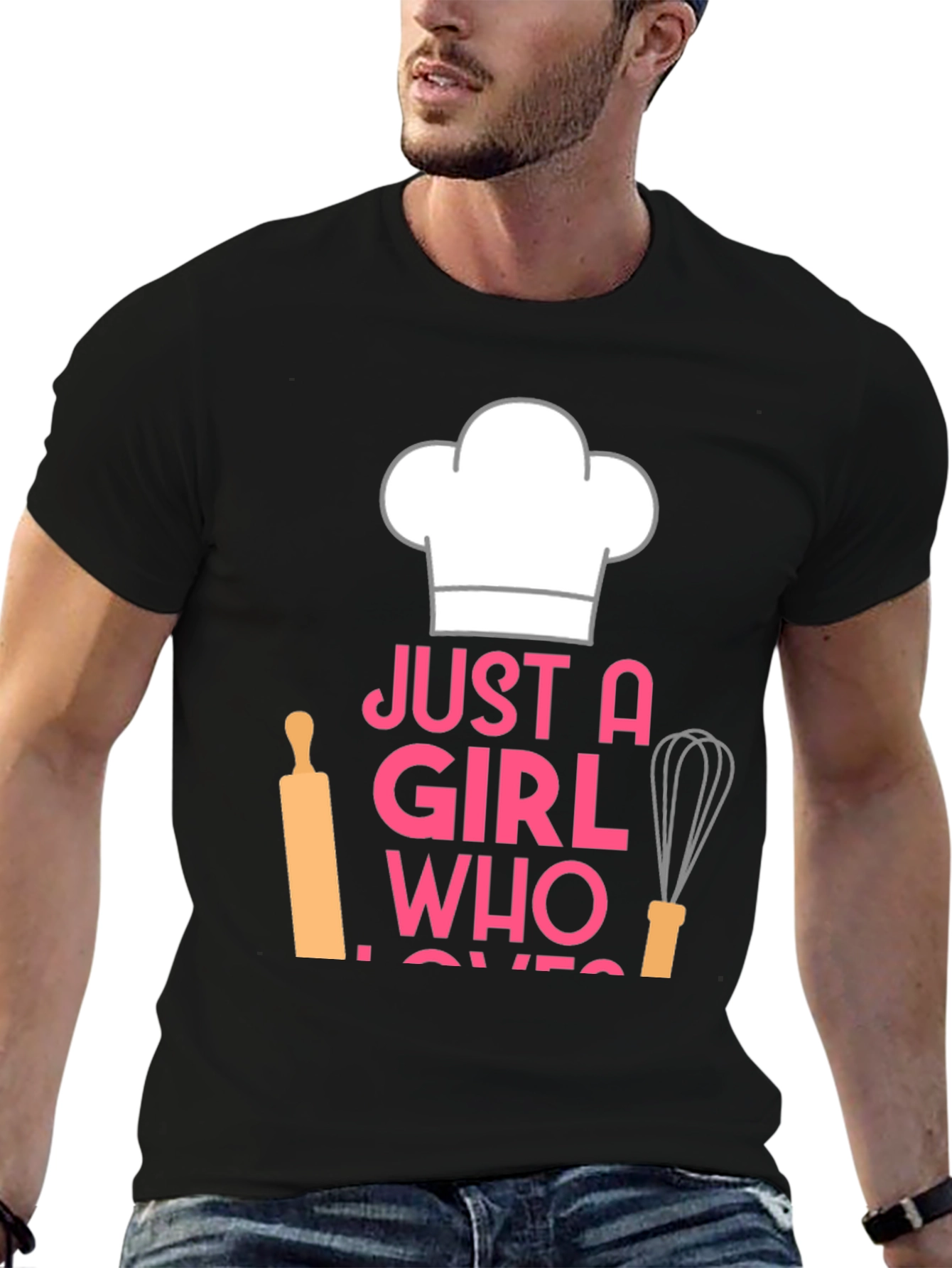 Black Just A Girl Who Loves Baking T-Shirt view 6