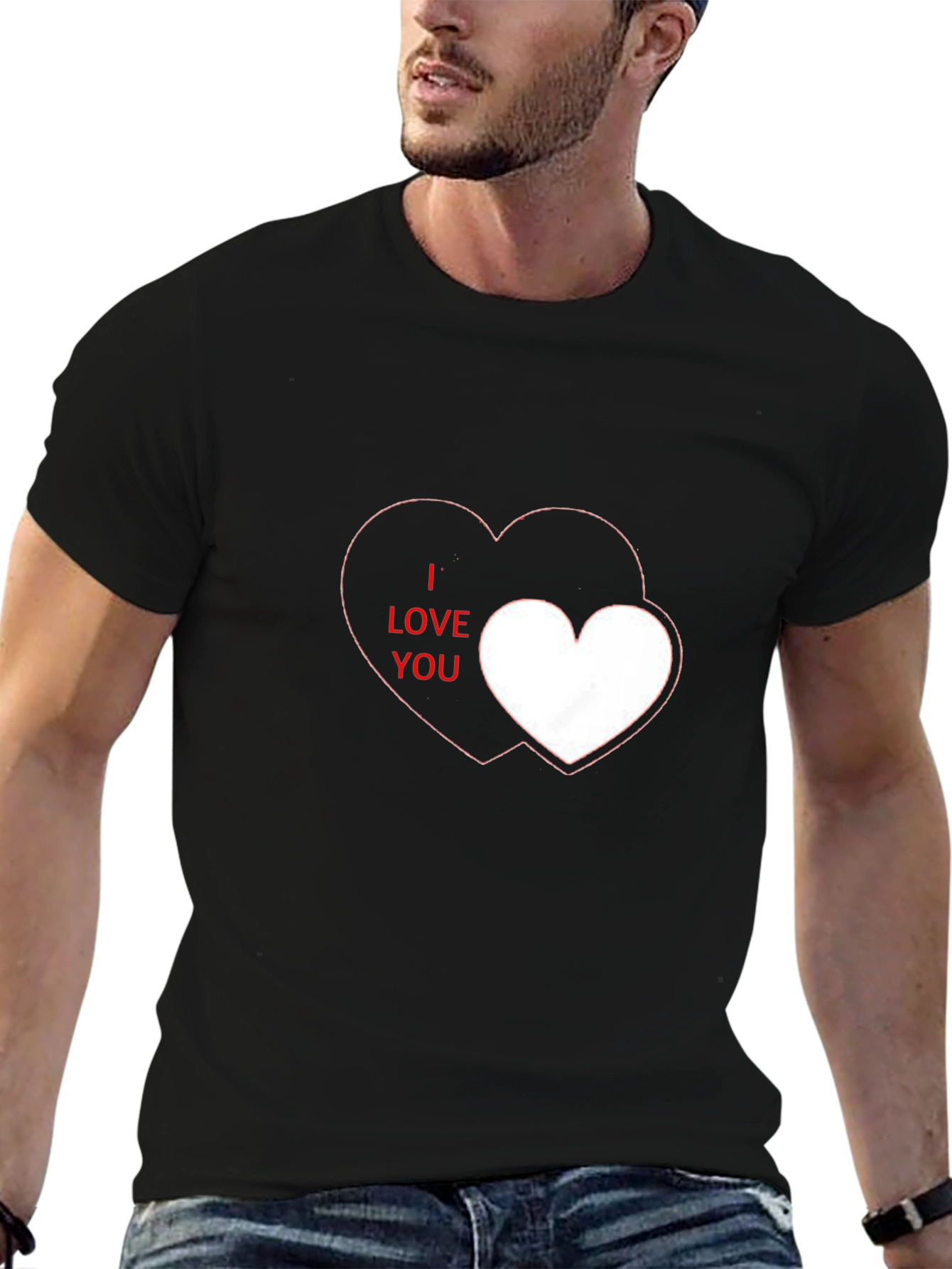 Black I Love You Heart Graphic Tee - Black view 6