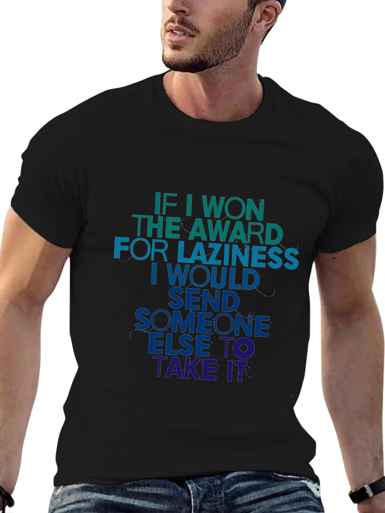 Black Lazy Award Men's T-Shirt - Humorous Tee view 6