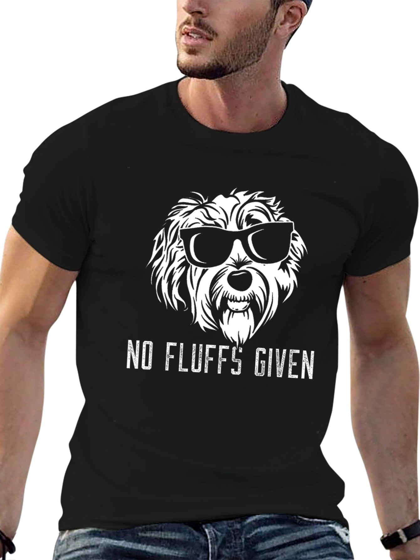 Black No Fluffs Given Dog T-Shirt view 6