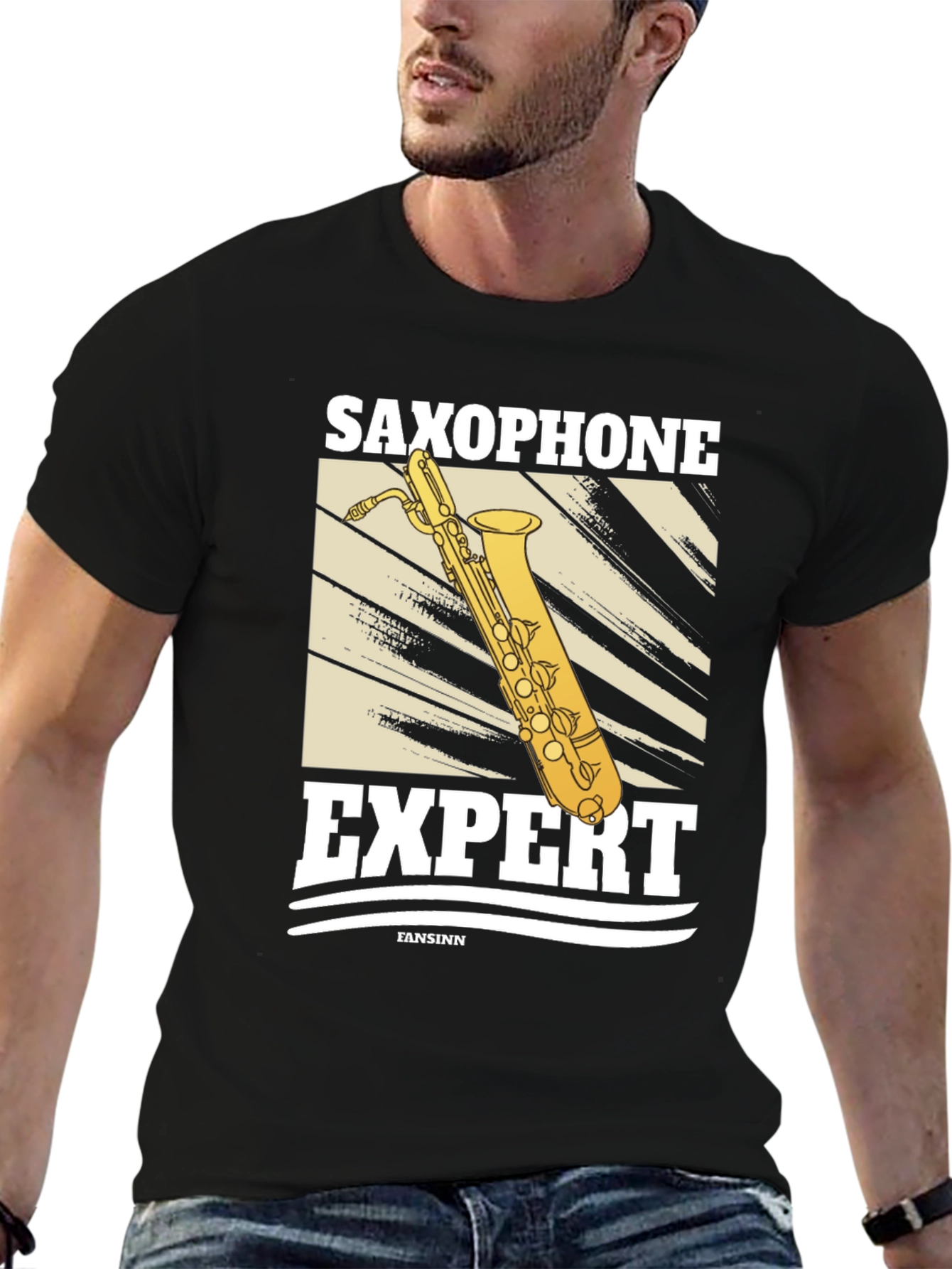 Black Saxophone Expert Graphic T-Shirt view 6