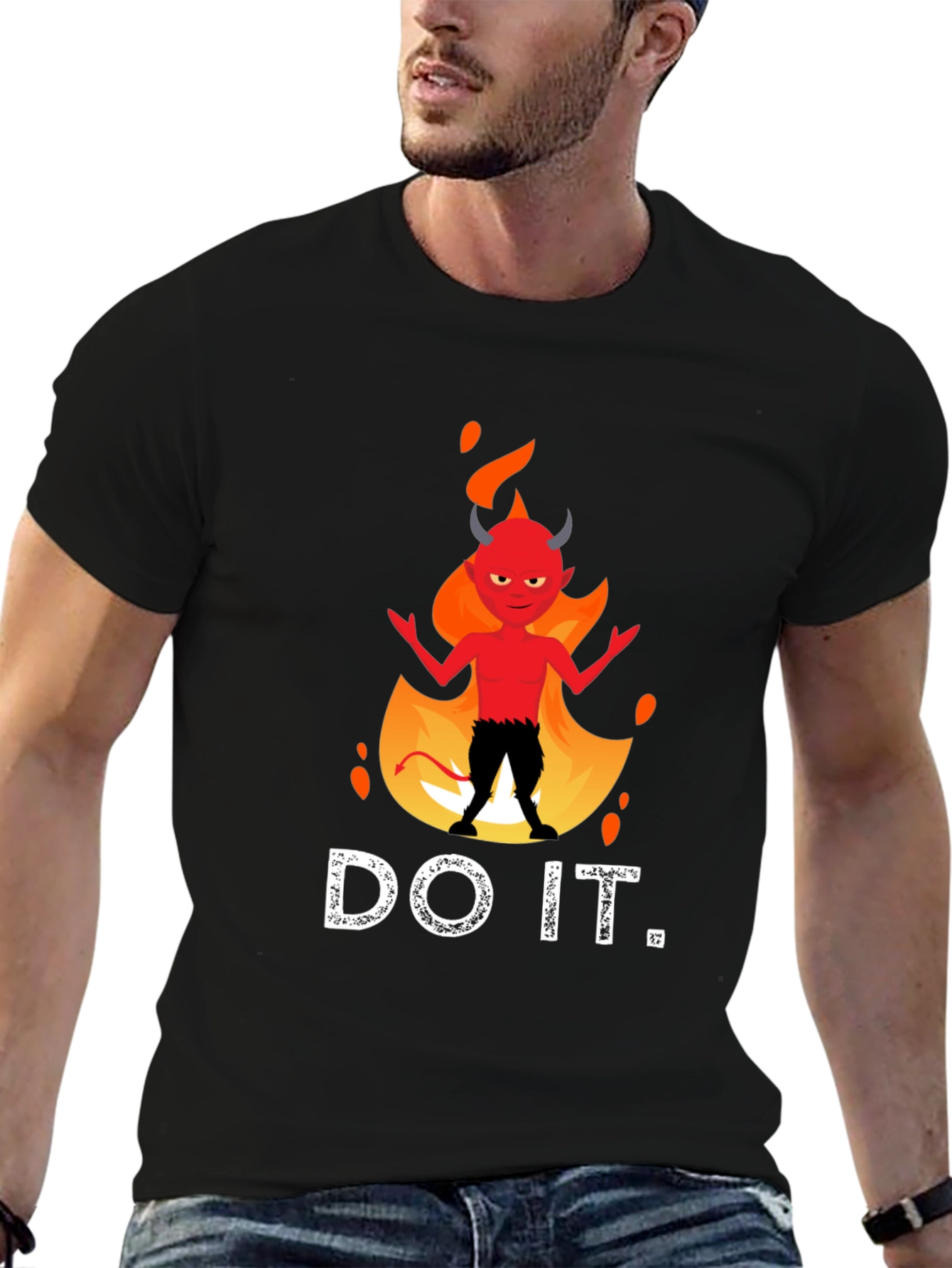 Black Do It Devil T-Shirt - Funny Graphic Tee view 6
