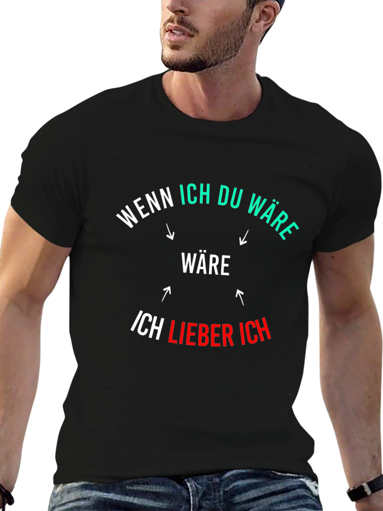 Black Funny German Phrase Graphic Black T-Shirt view 6