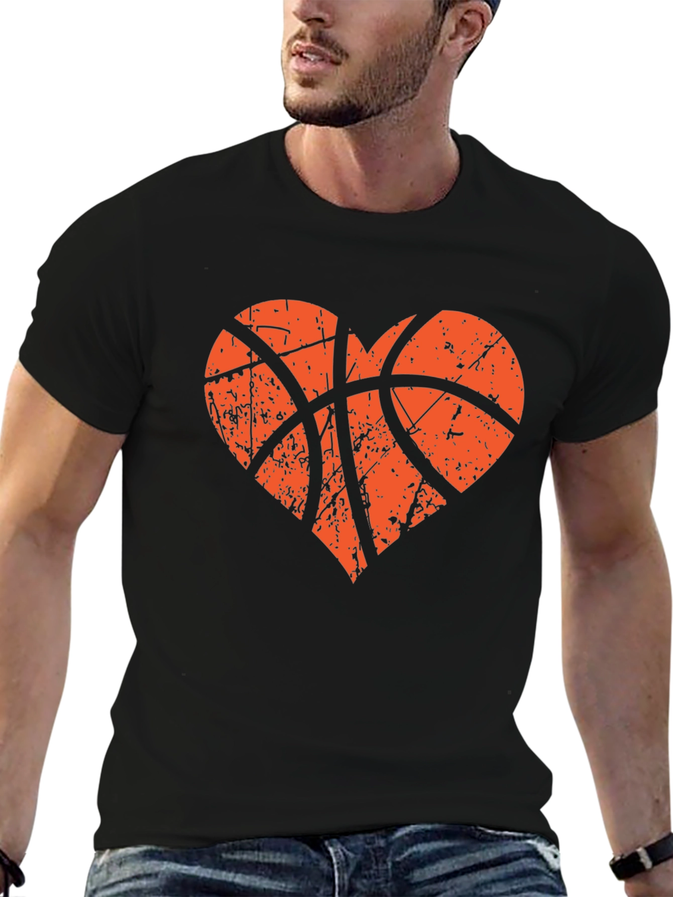 Black Basketball Heart Graphic Tee - Love the Game! view 6