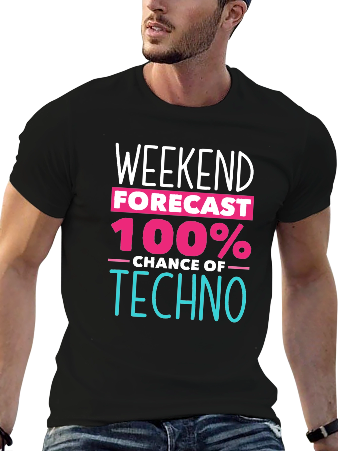 Black Weekend Forecast Techno Music T-Shirt view 6