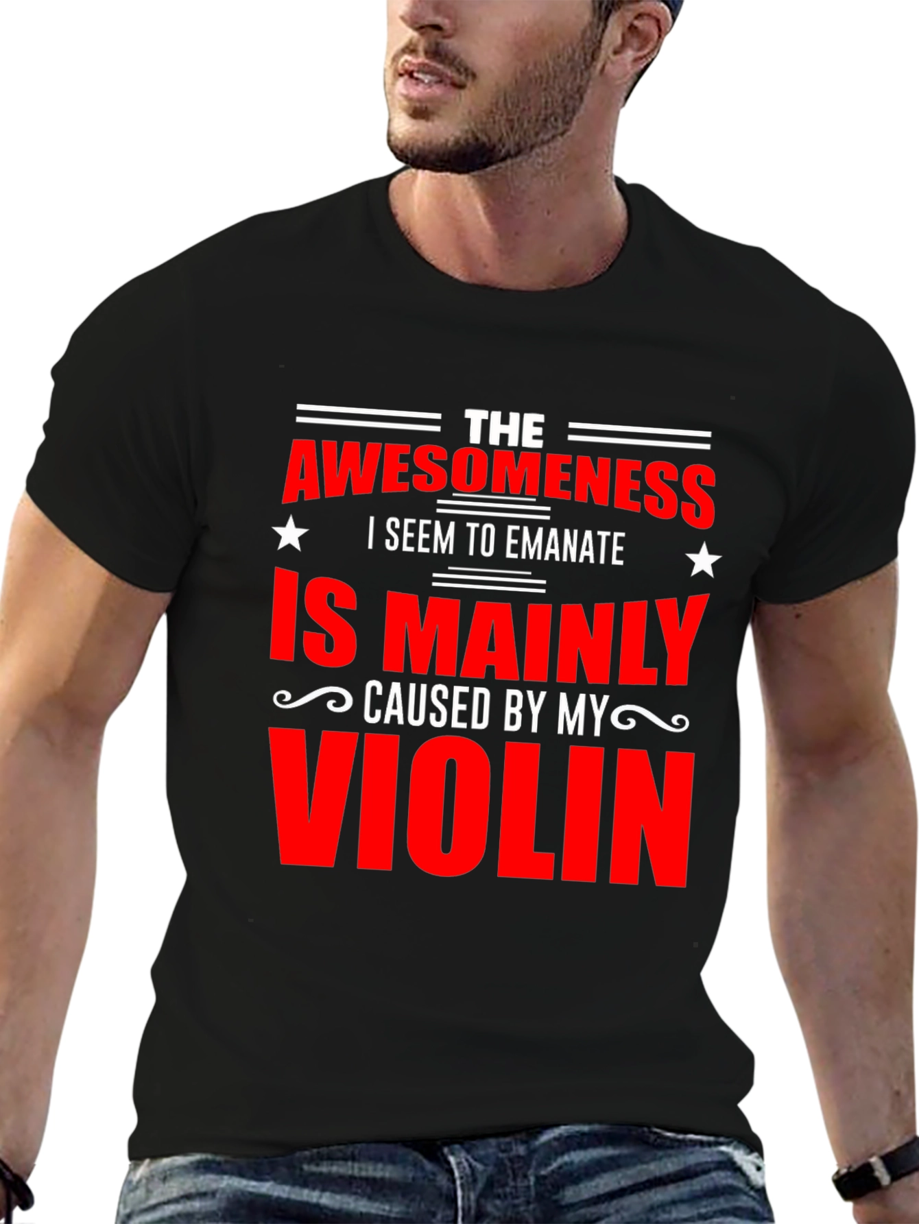 Black Awesomeness Violin T-Shirt view 6