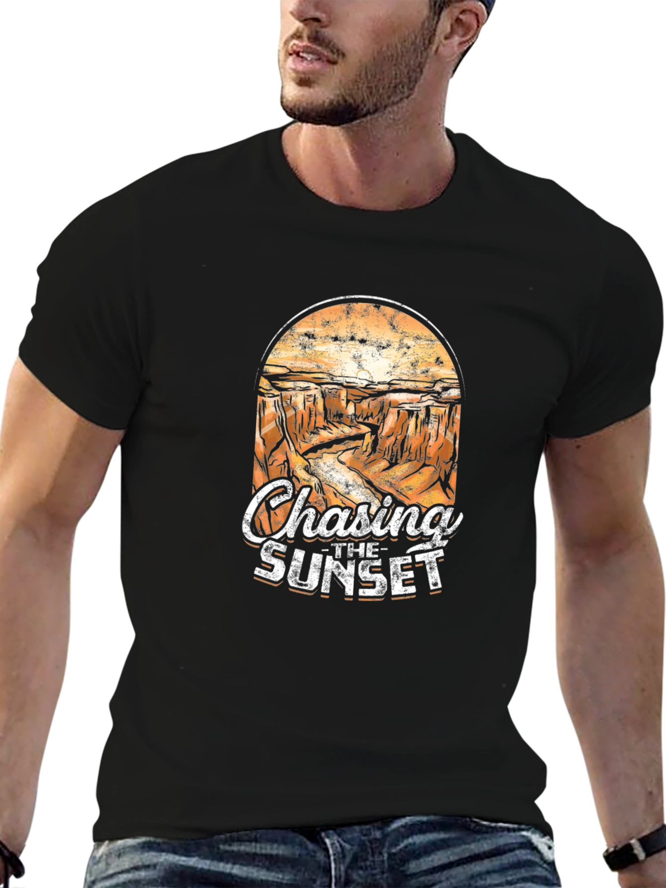 Black Chasing The Sunset Graphic T-Shirt view 6