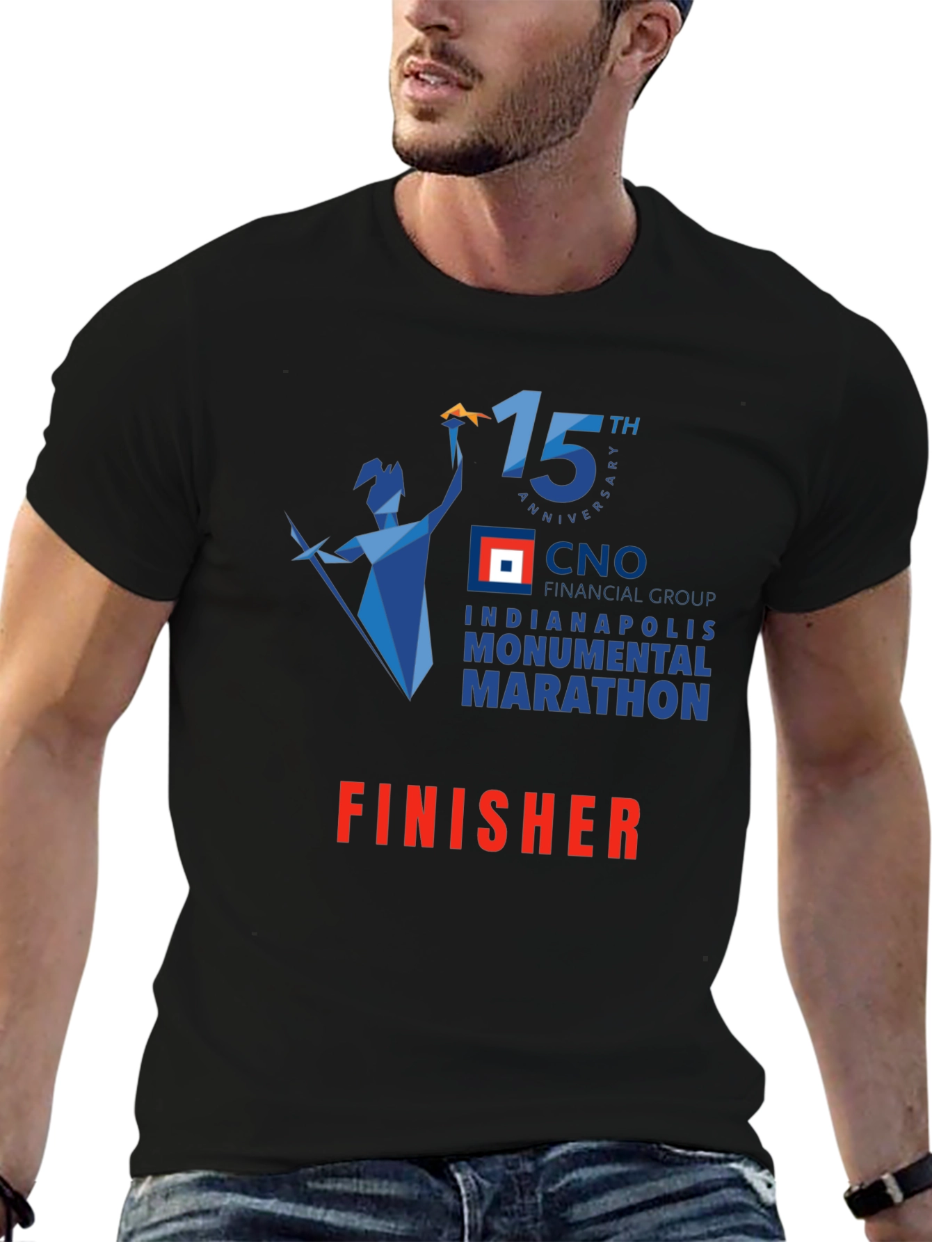 Black Indianapolis Marathon Finisher Black T-Shirt view 6