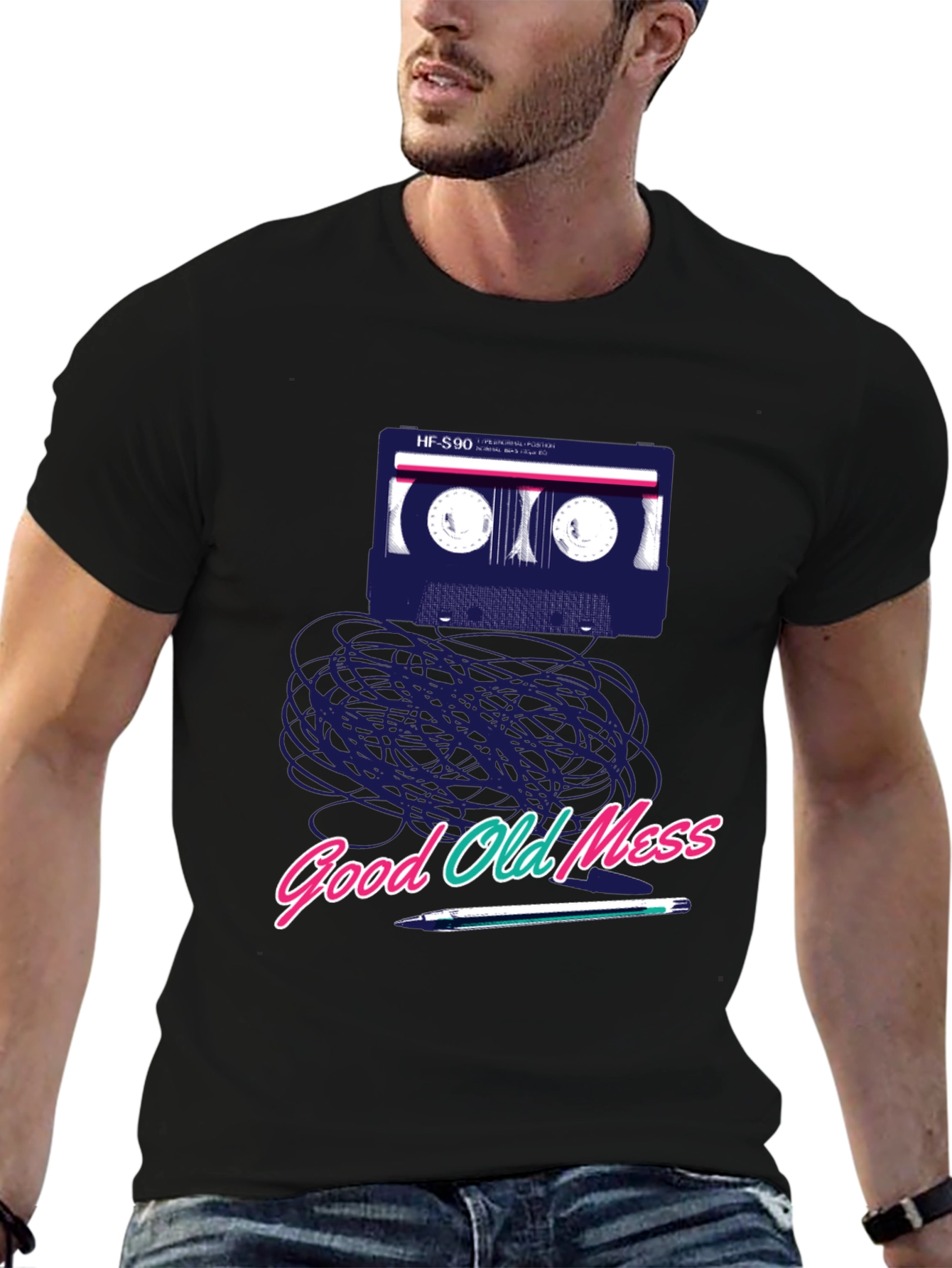 Black Retro Cassette Tape T-Shirt - Good Old Mess view 6