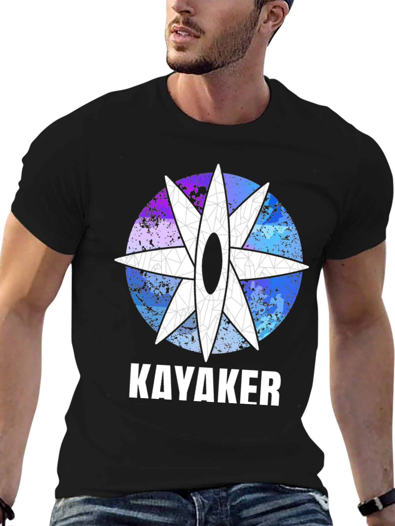 Black Kayaker Graphic T-Shirt - Unique Design view 6