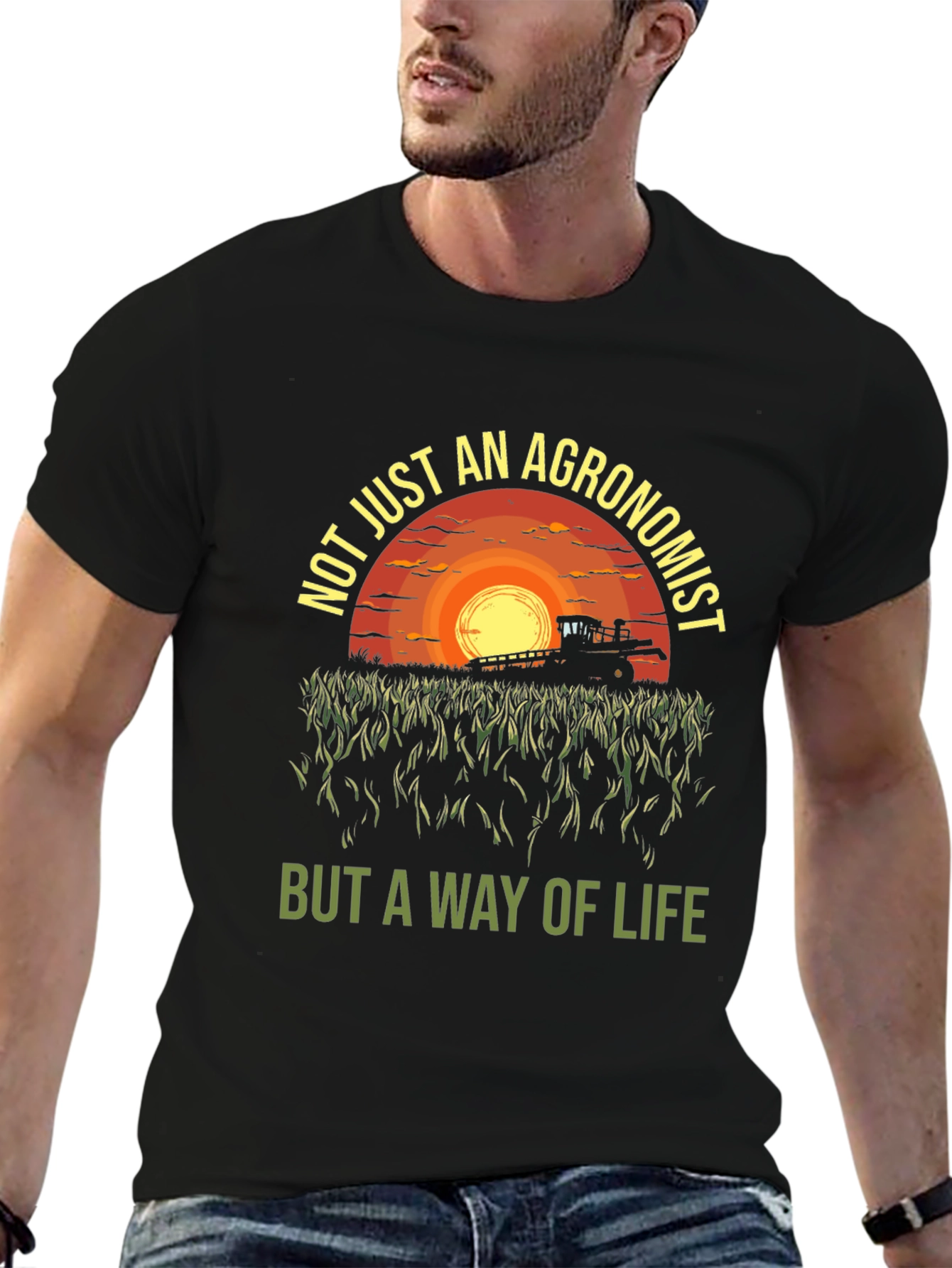 Black Agronomist Way of Life T-Shirt - Farming Sunset Tee view 6