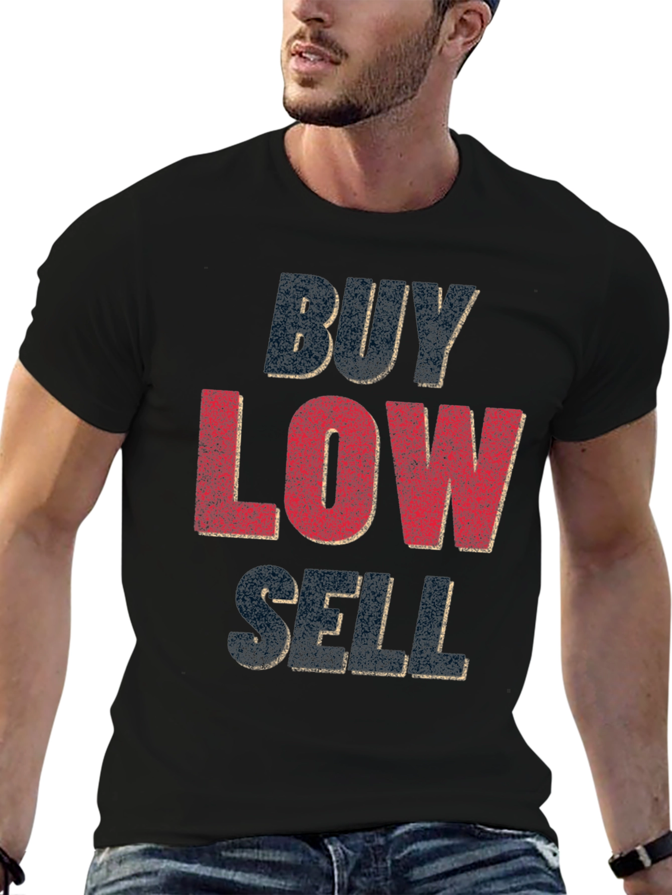 Black Buy Low Sell High Graphic T-Shirt view 6